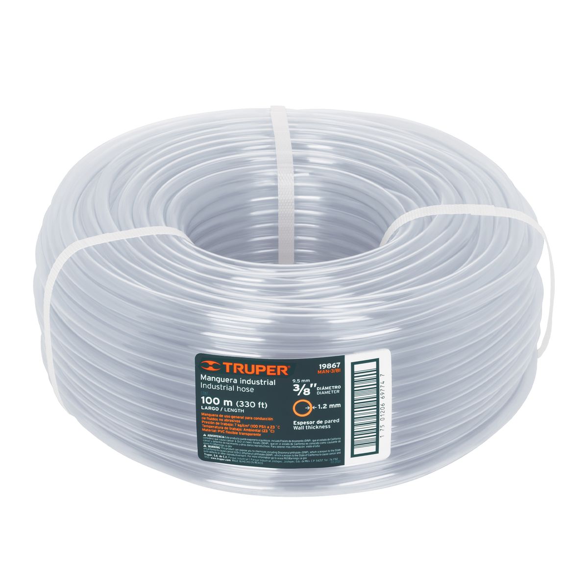 Truper - Metro de manguera 3/8" industrial en rollo de 100 m COD 19867 Truper