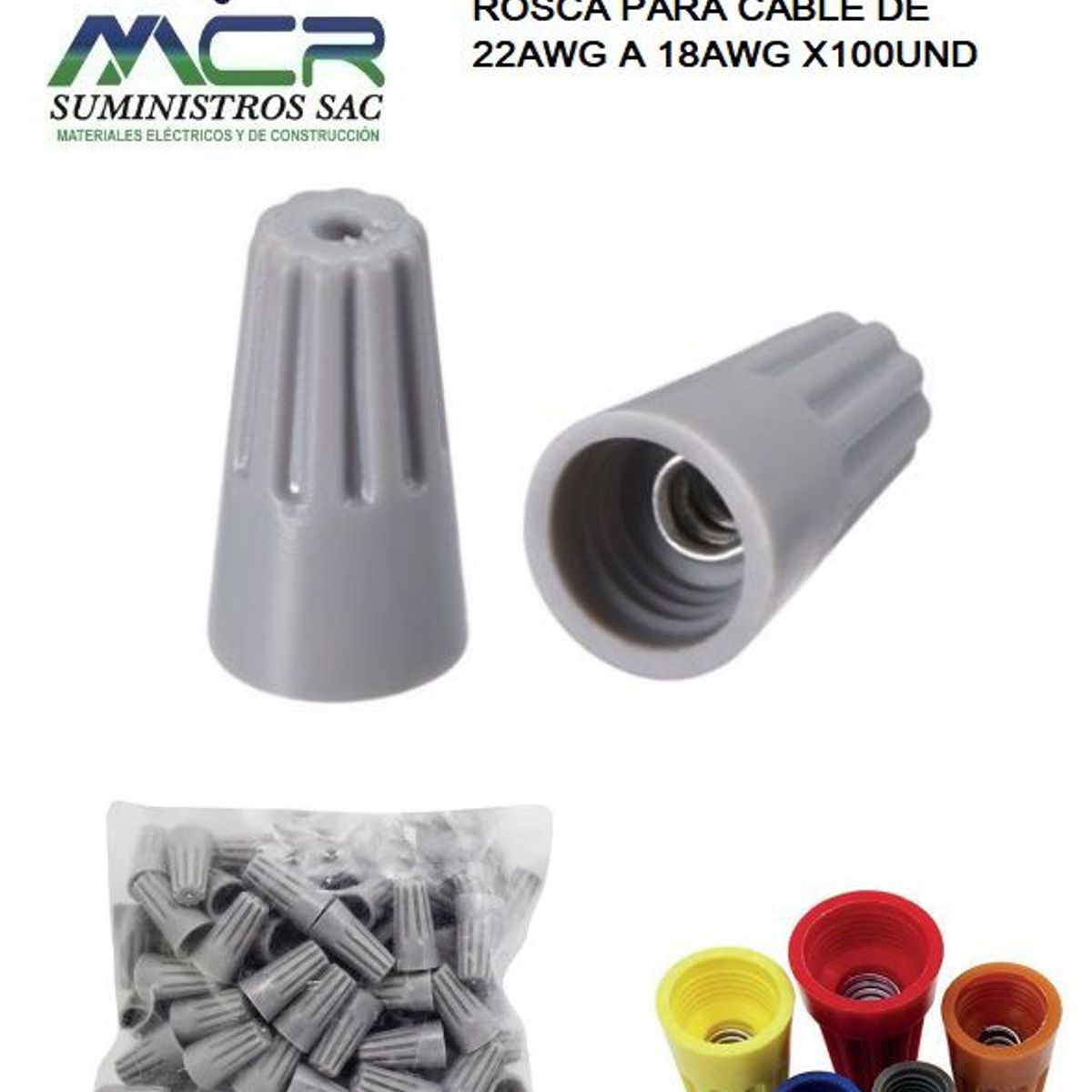 IMPORTADO MC - TERMINAL CIEGO CON ROSCA PARA CABLE 22AWG A 18AWG X100UND