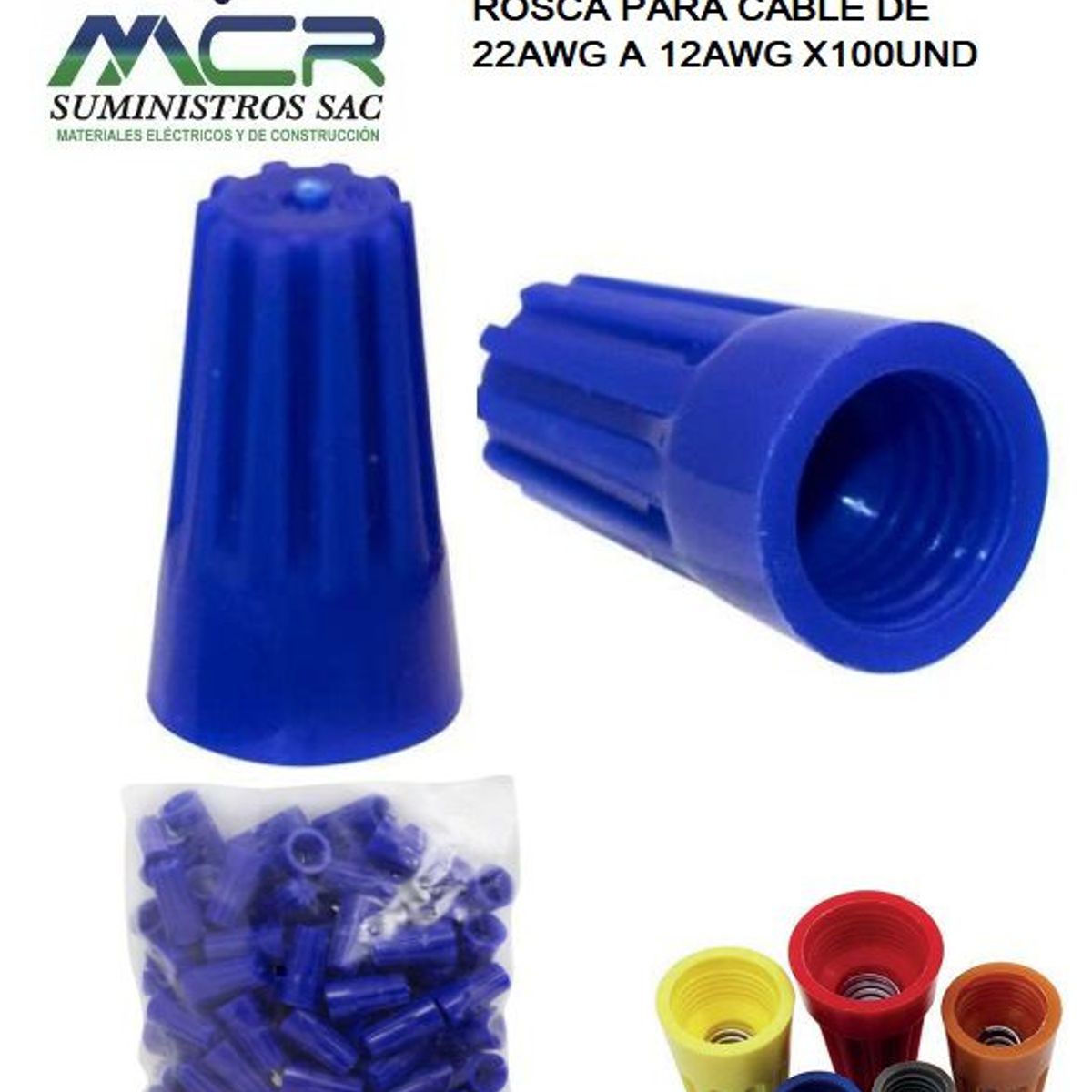 GENERICO - TERMINAL CIEGO CON ROSCA PARA CABLE 22AWG A 12AWG X100UND