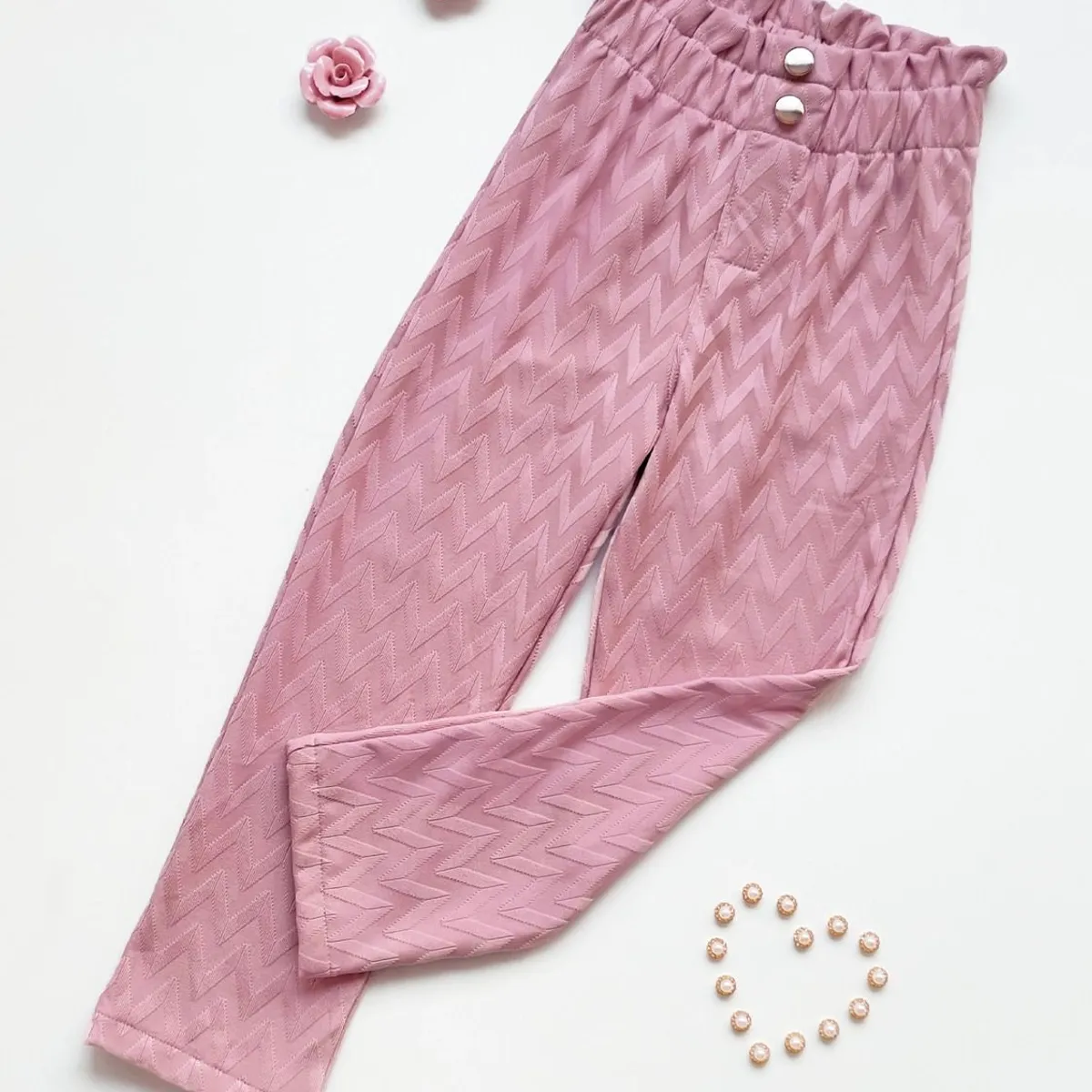 KIDS MASHMELO - Pantalón Labrado Pretina Volteada para Niña Kids Mashmelo