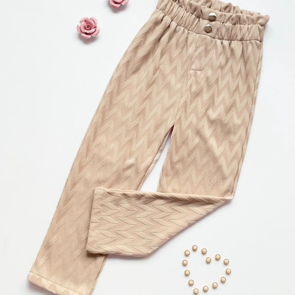 KIDS MASHMELO - Pantalón Labrado Pretina Volteada para Niña Kids Mashmelo