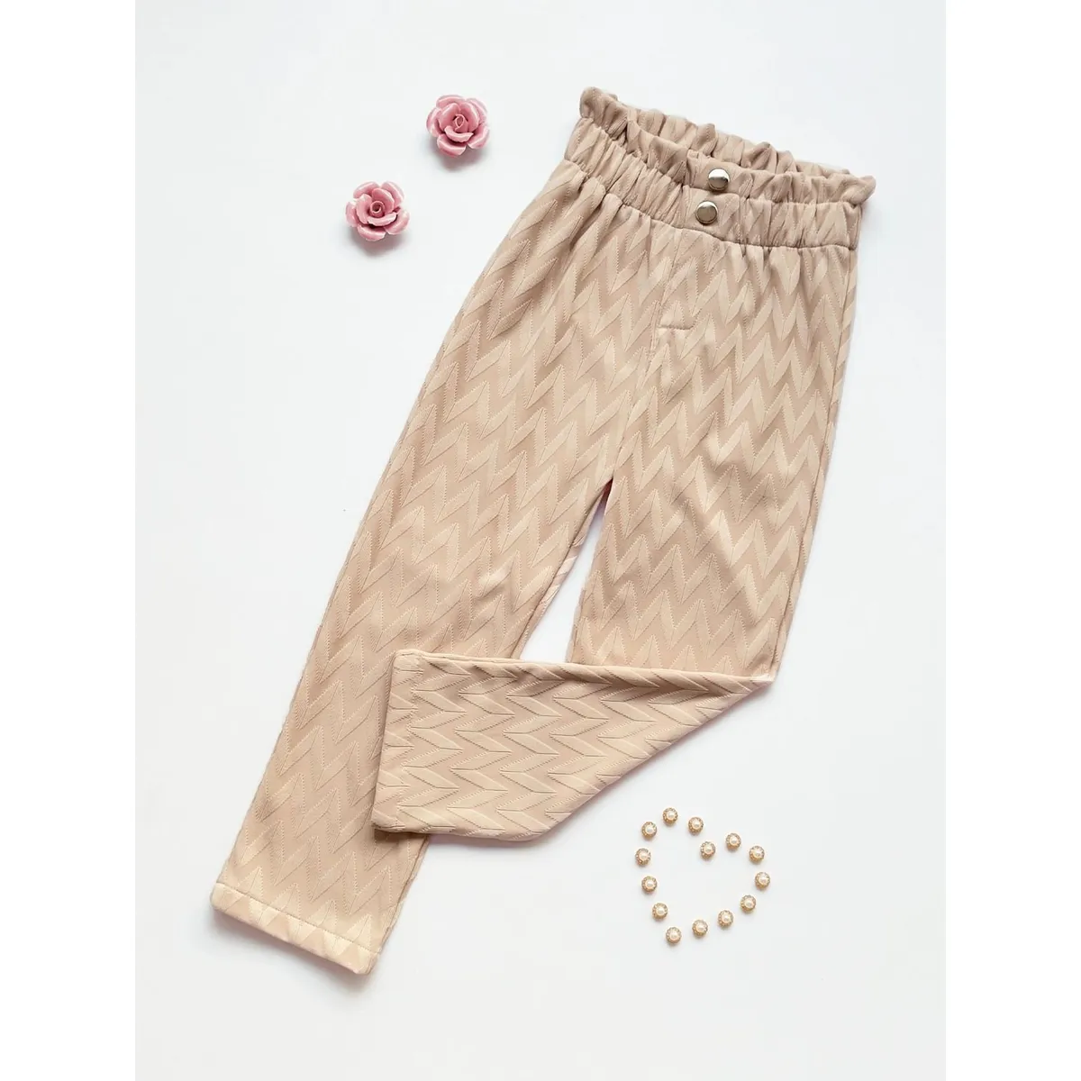KIDS MASHMELO - Pantalón Labrado Pretina Volteada para Niña Kids Mashmelo