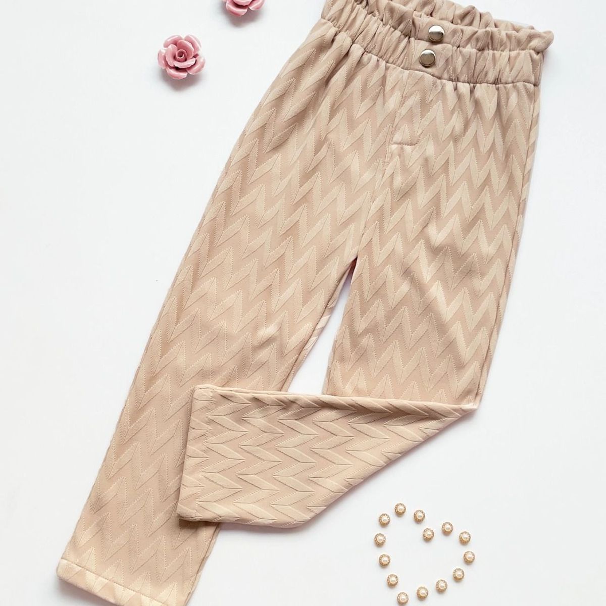 KIDS MASHMELO - Pantalón Labrado Pretina Volteada para Niña Kids Mashmelo