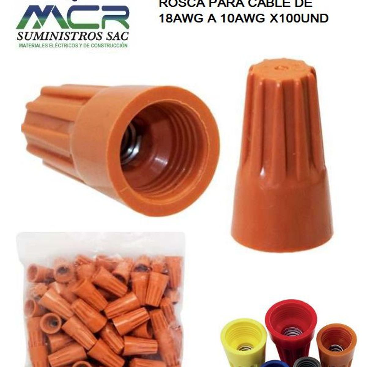 GENERICO - TERMINAL CIEGO CON ROSCA PARA CABLE 18AWG A 10AWG X100UND