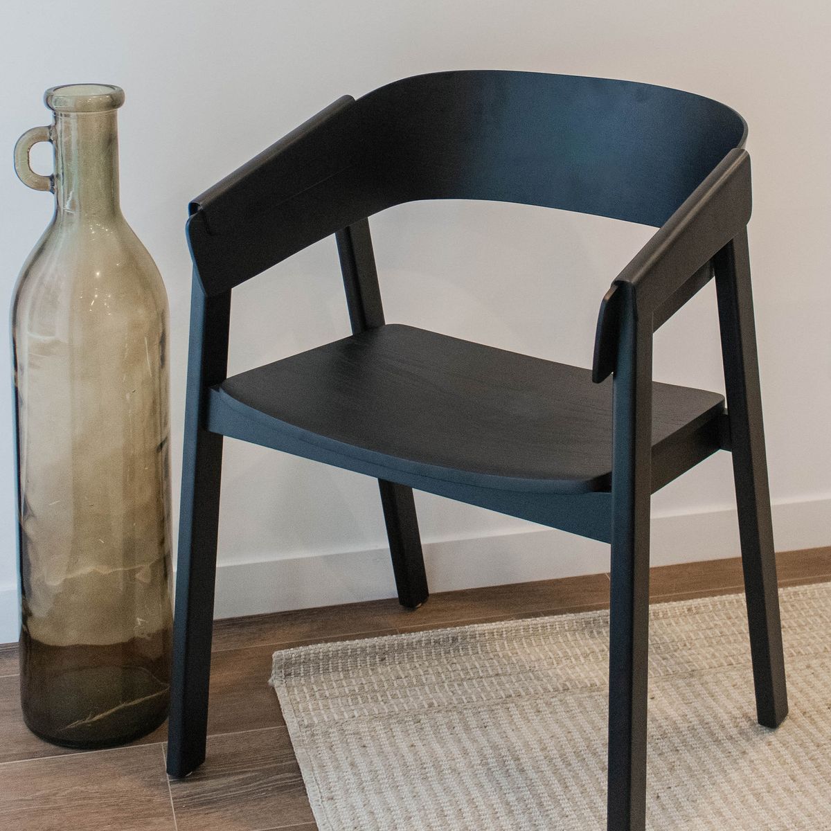 NIHM - Silla de Comedor Ludye Roble de Madera Negro