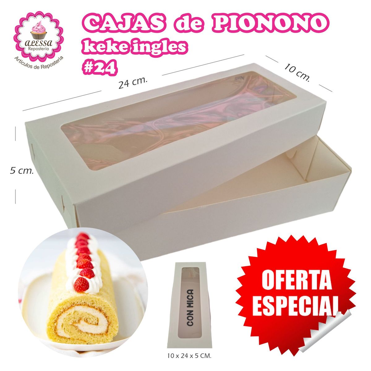 GENERICO - 100 Cajas de Pionono Keke Ingles de 24 cm. de Largo