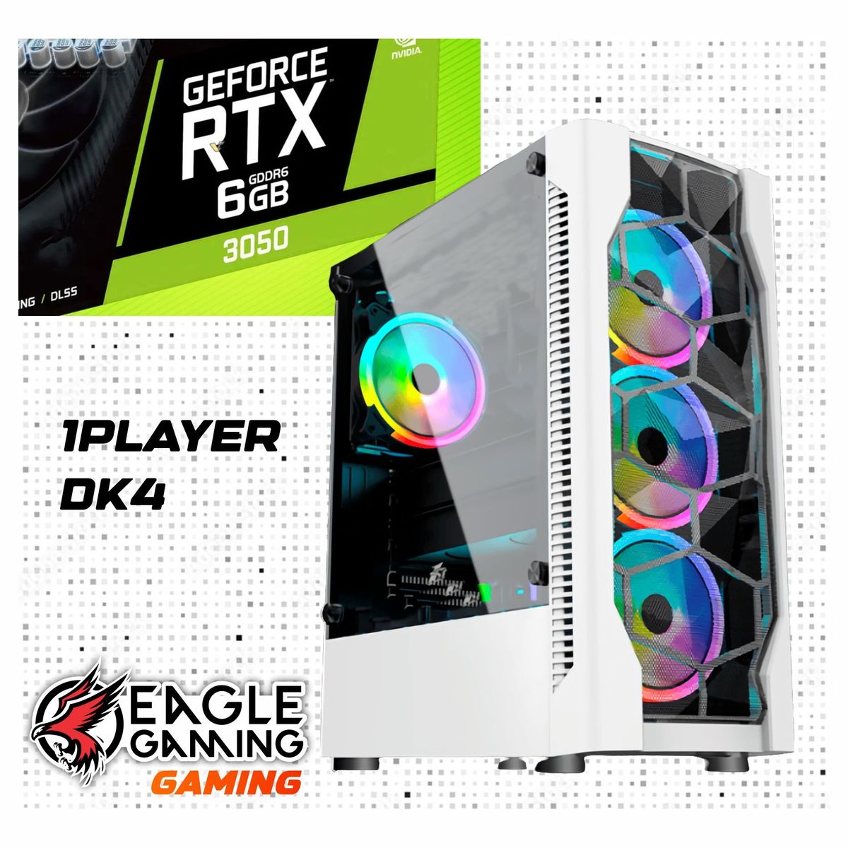 INTEL - PC GAMER CORE I7 10700F + RTX 3050 6gb +16GB + SSD 500gb +