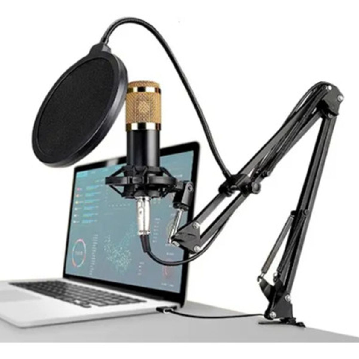 PREMIUM - Kit Microfono Condensador con Tarjeta de Sonido v8s Profesional Studio Pc