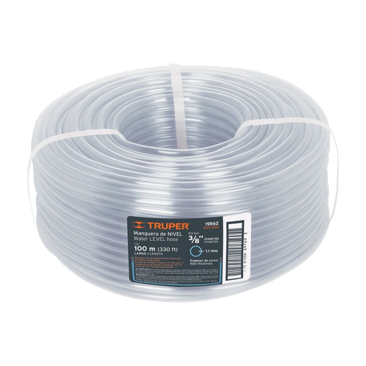 Truper - Metro de manguera 3/8" de nivel en rollo de 100 m COD 19862 Truper