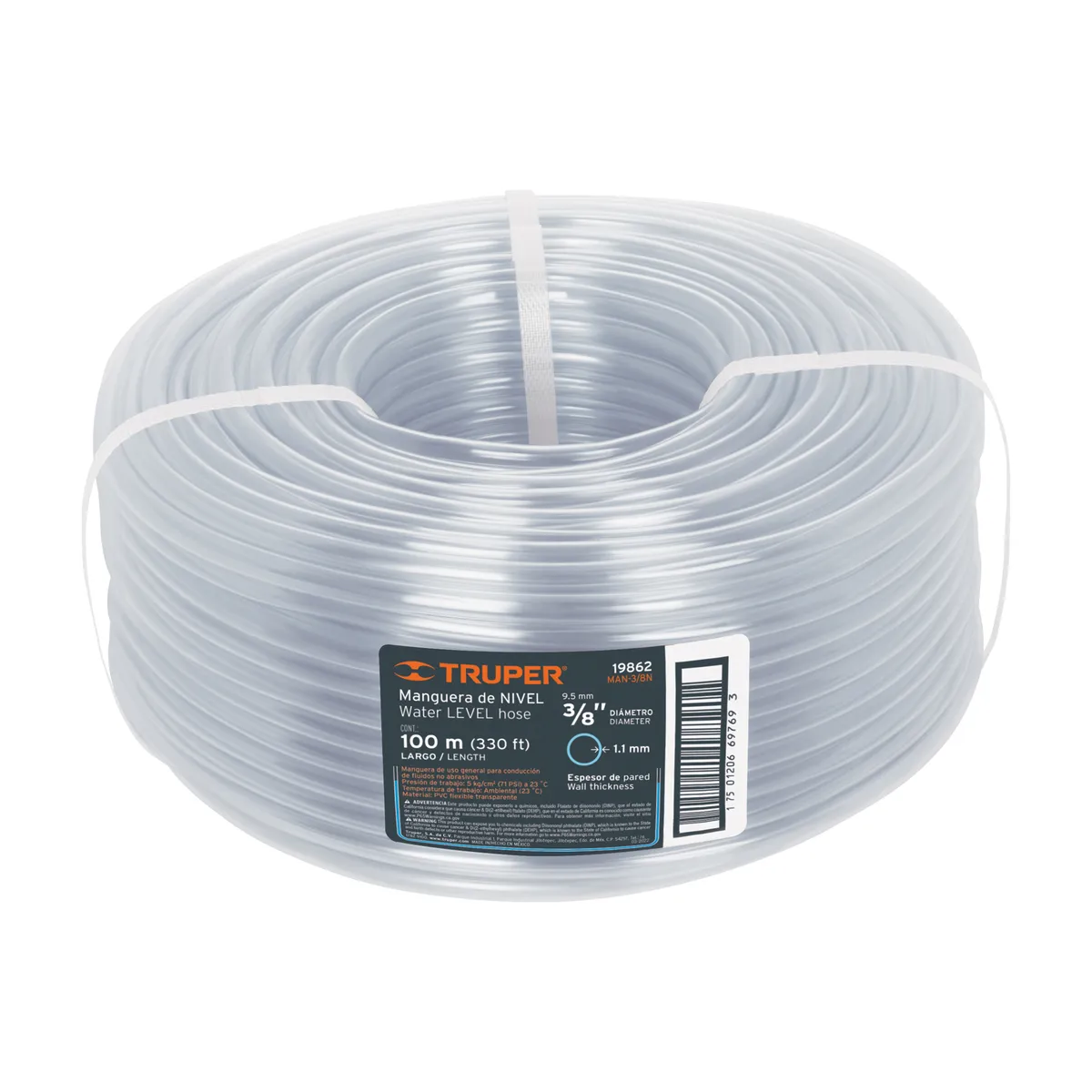 Truper - Metro de manguera 3/8" de nivel en rollo de 100 m COD 19862 Truper