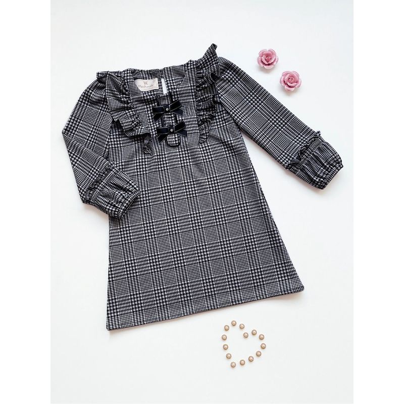 KIDS MASHMELO - Vestido a Cuadros con Volantes y Sesgo para Niña Kids Mashmelo
