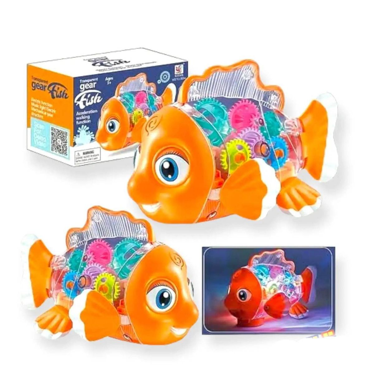 GENERICO - JUGUETE PEZ DIDÁCTICO LUCES Y SONIDO TRANSPARENTE