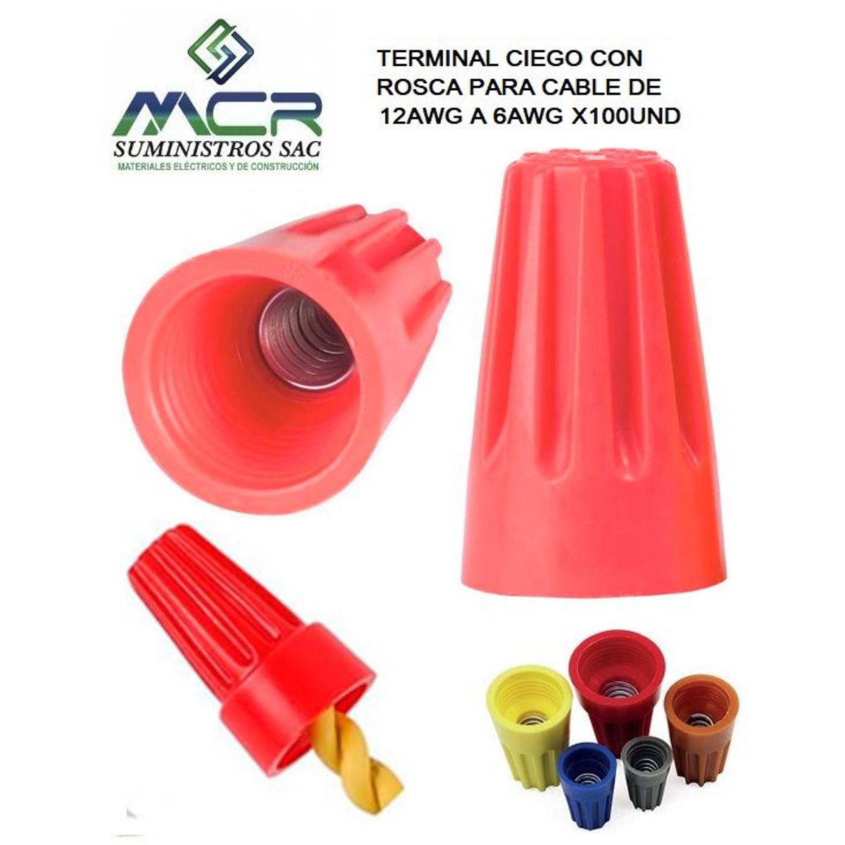 IMPORTADO MC - TERMINAL CIEGO CON ROSCA PARA CABLE 12AWG A 6AWG X100UND