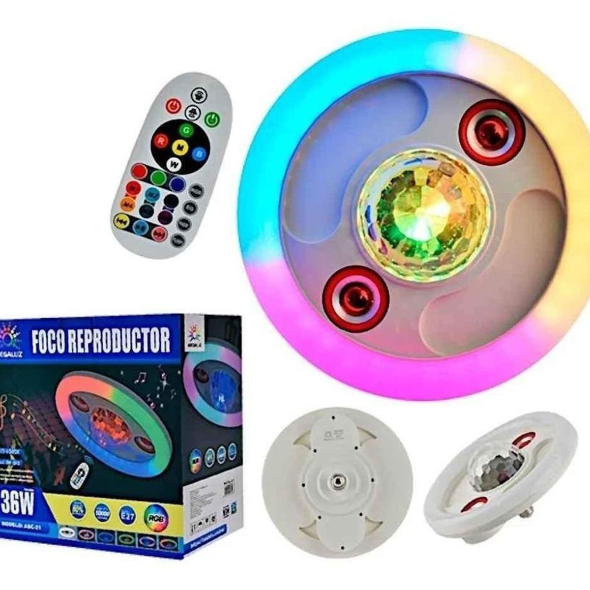 GENERICO - FOCO-PARLANTE MUSICAL CON BLUETOOTH CON LUZ LED