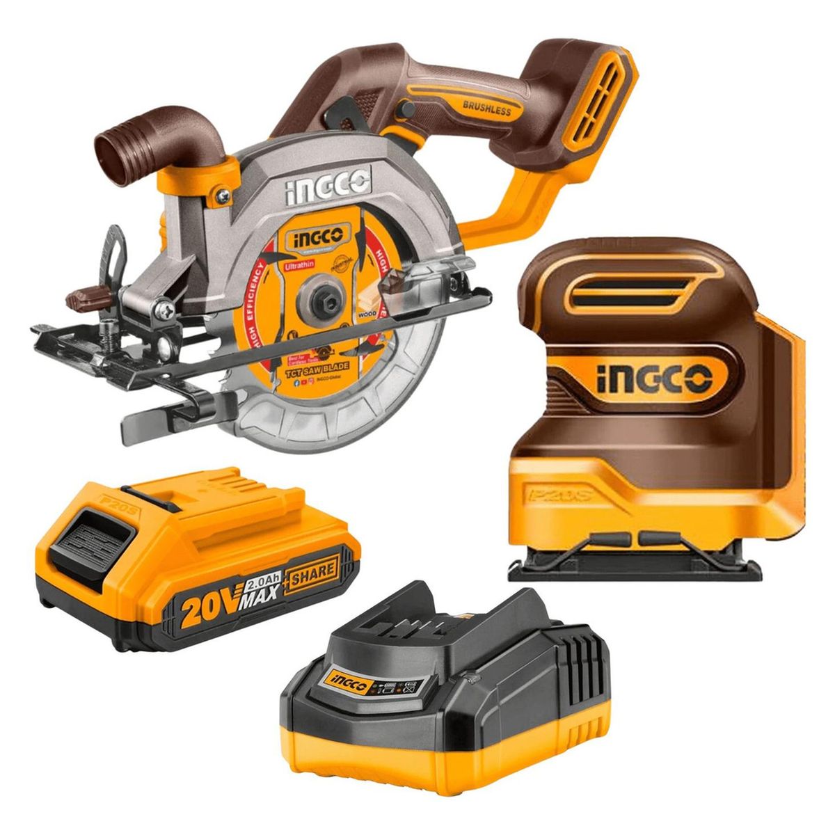 INGCO TOOLS - Combo lijadora orbital 20v + sierra circular 20v Ingco