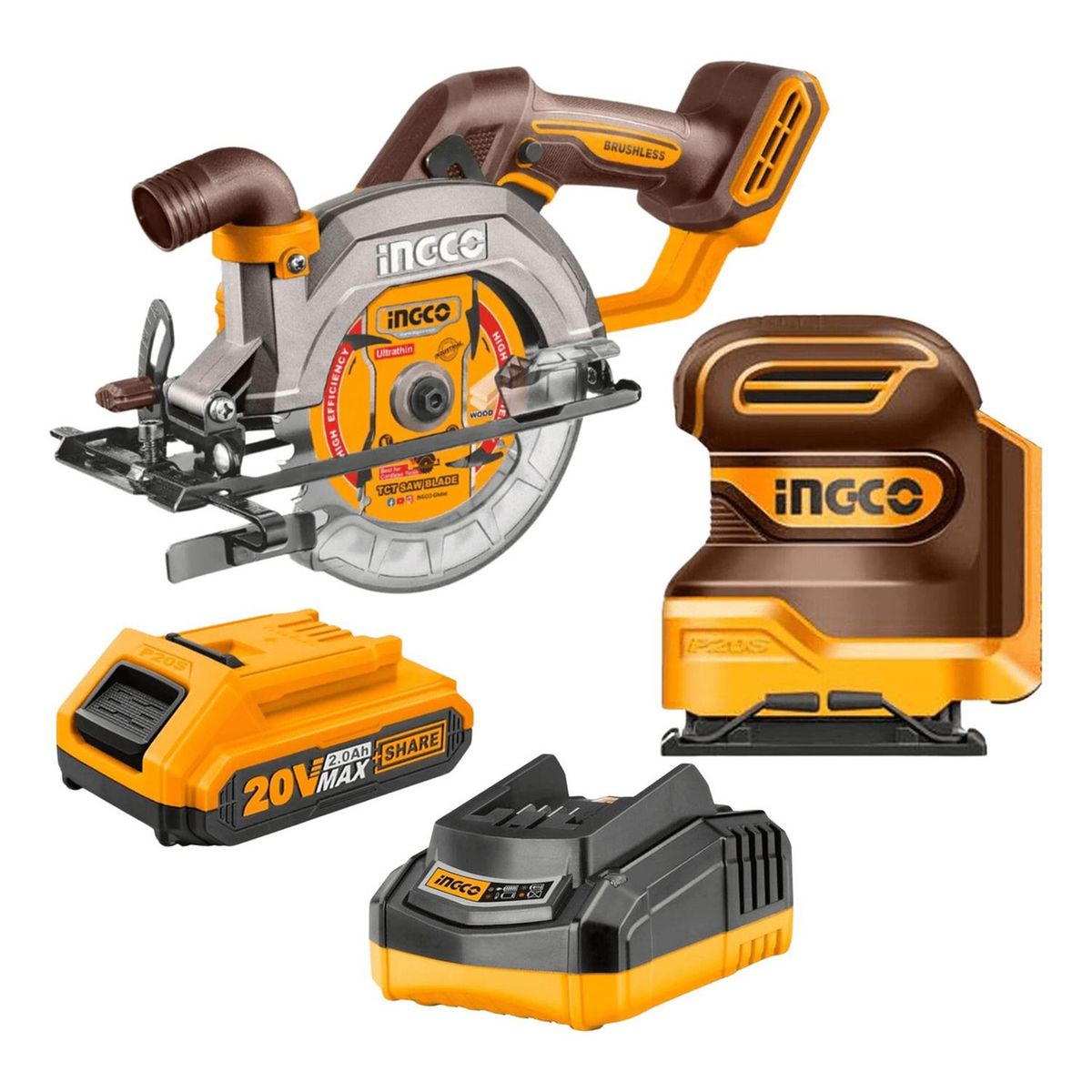 INGCO TOOLS - Combo lijadora orbital 20v + sierra circular 20v Ingco