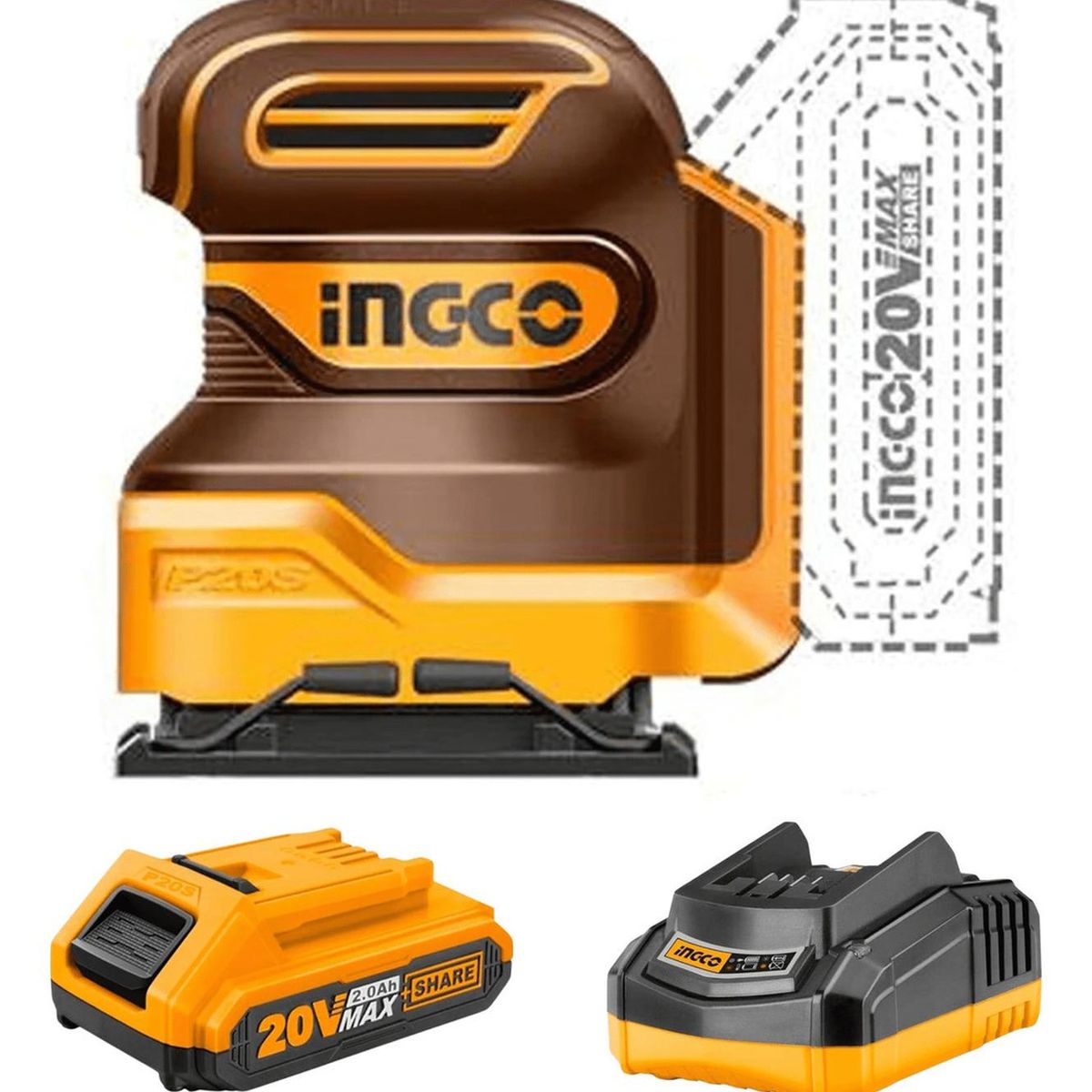 INGCO TOOLS - Combo lijadora orbital 20v + sierra circular 20v Ingco