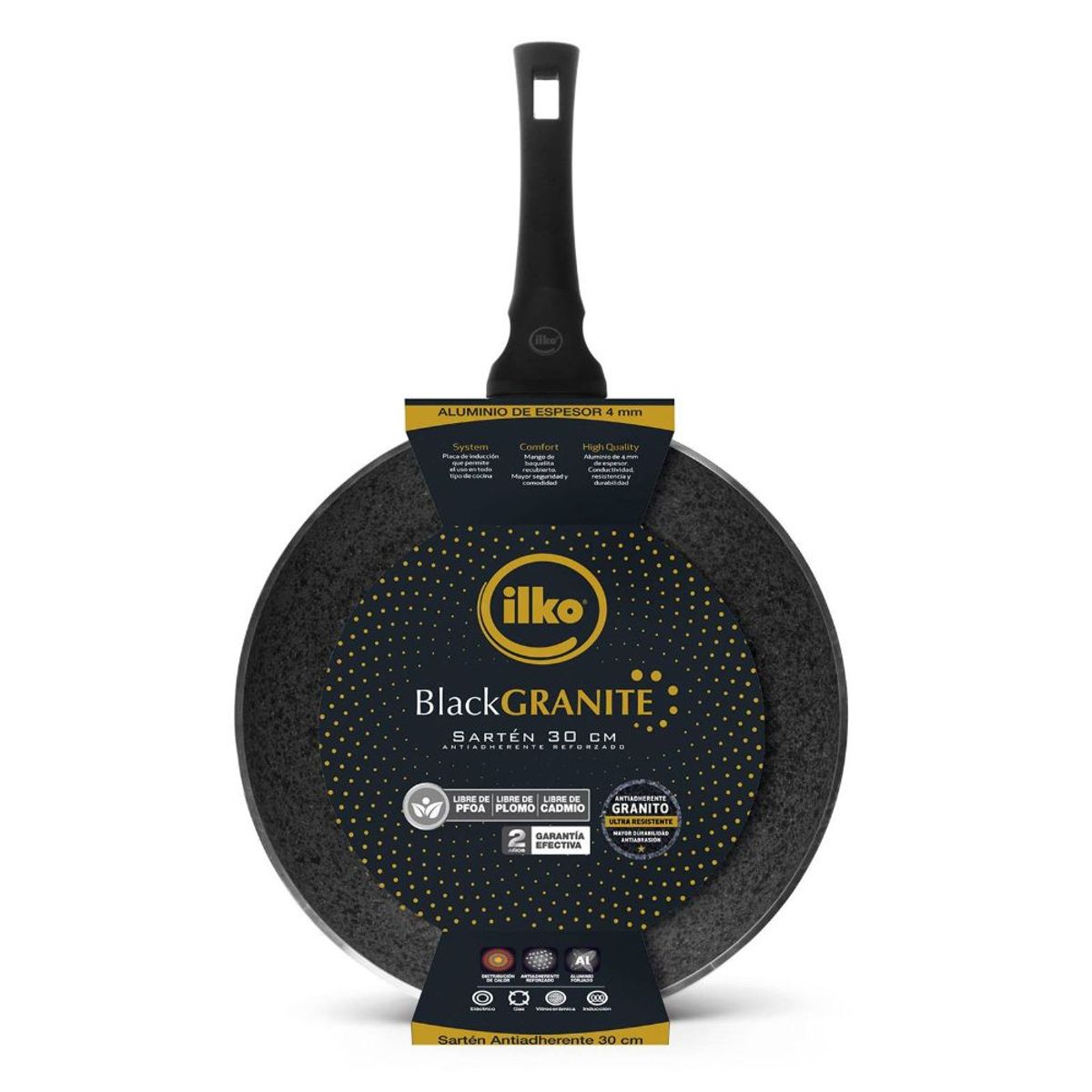 ILKO - Sarten Ilko Blackgranite antihaderente aluminio 30cm