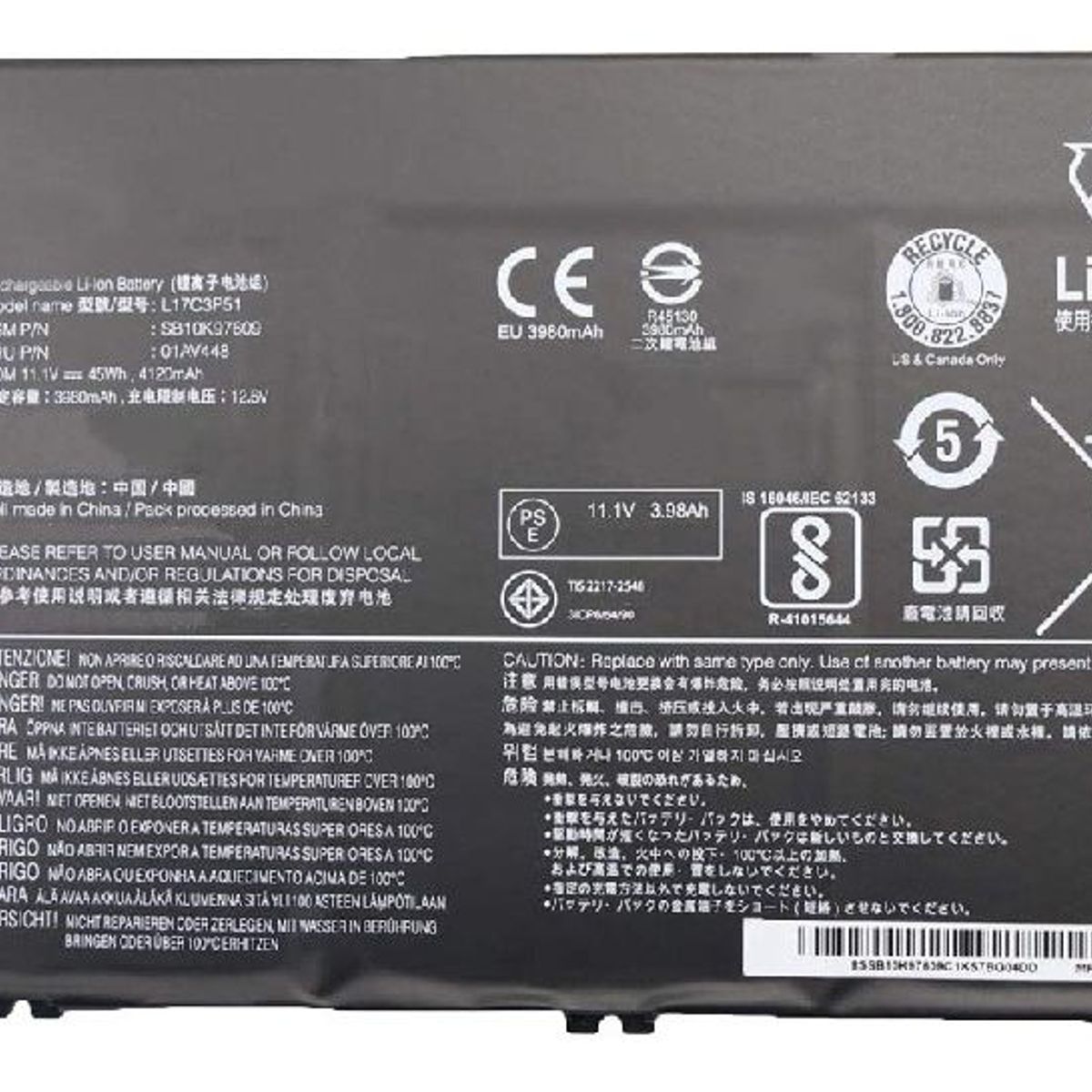 GENERICO - BATERIA PARA LENOVO L17C3P51 L17L3P51 L17M3P51 45Wh 111V 3 CELDAS E480