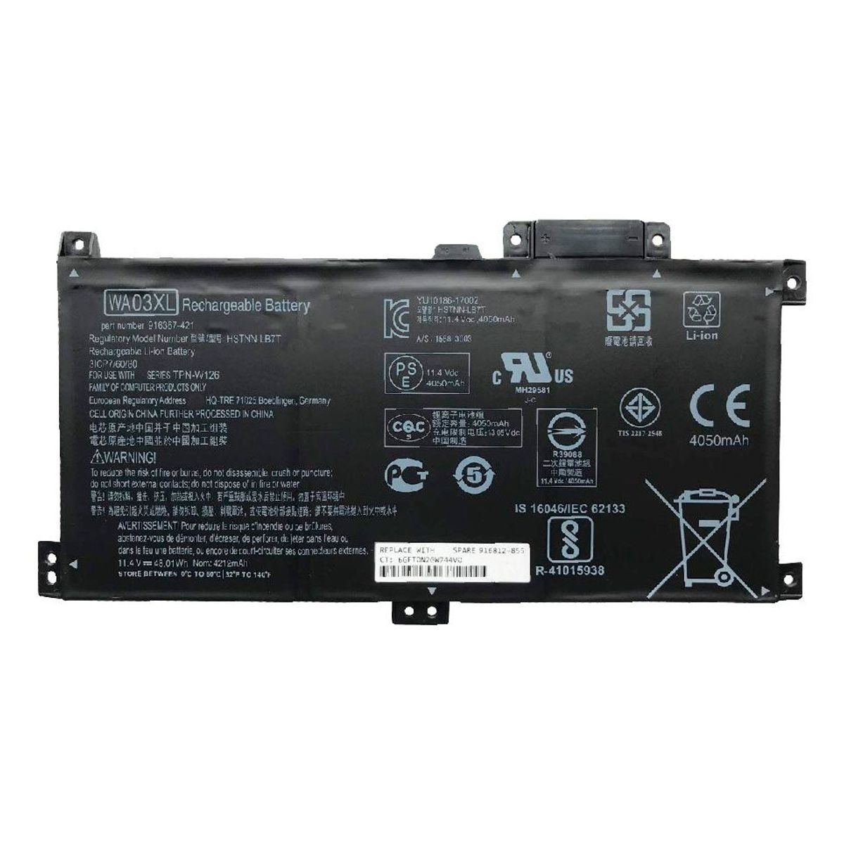 GENERICO - BATERIA PARA HP HSTNN-UB7H WA03XL 48Wh 114V 3 CELDAS X360