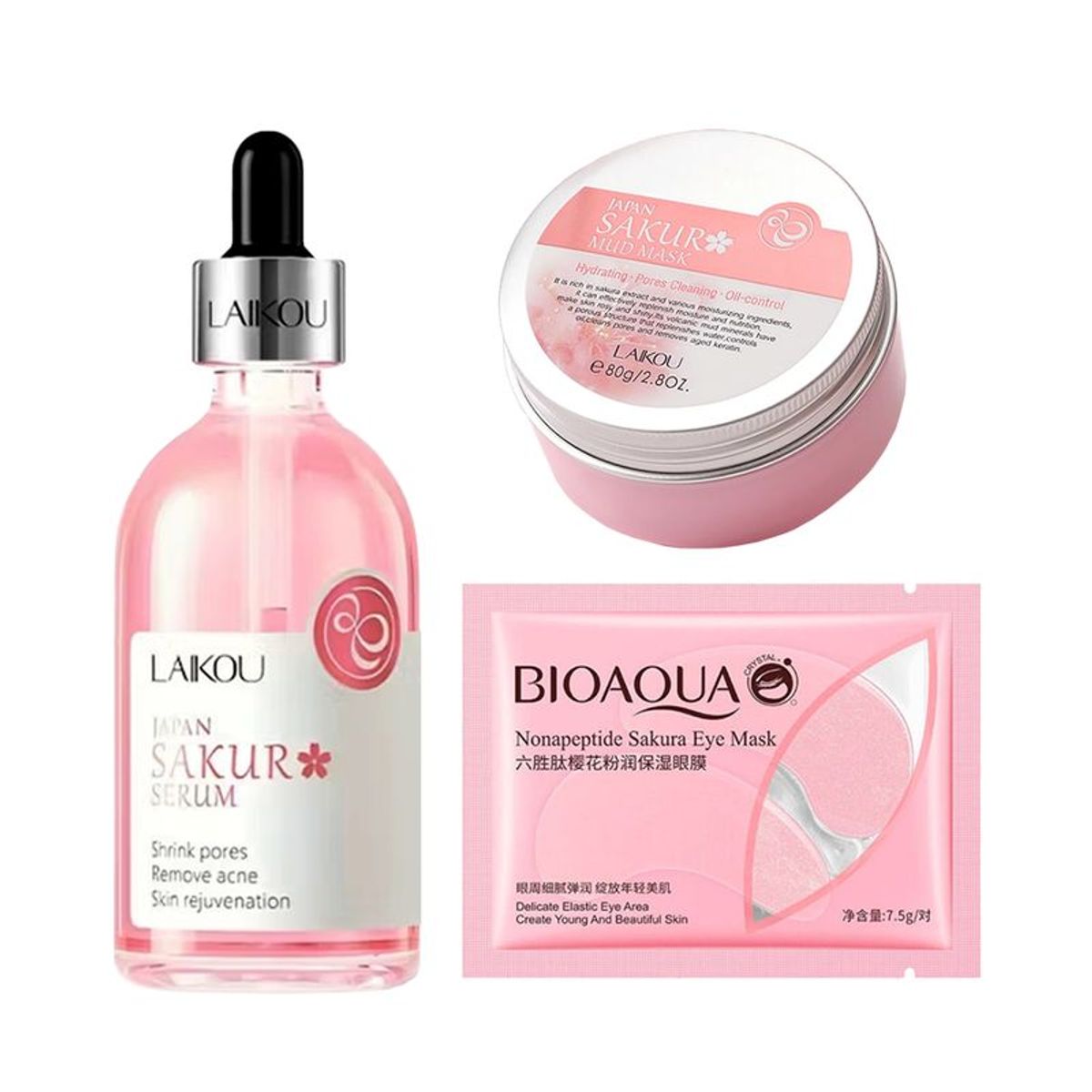GENERICO - Set Serum Japan Sakura + Mascarilla Japan Sakura + Parches de Ojos