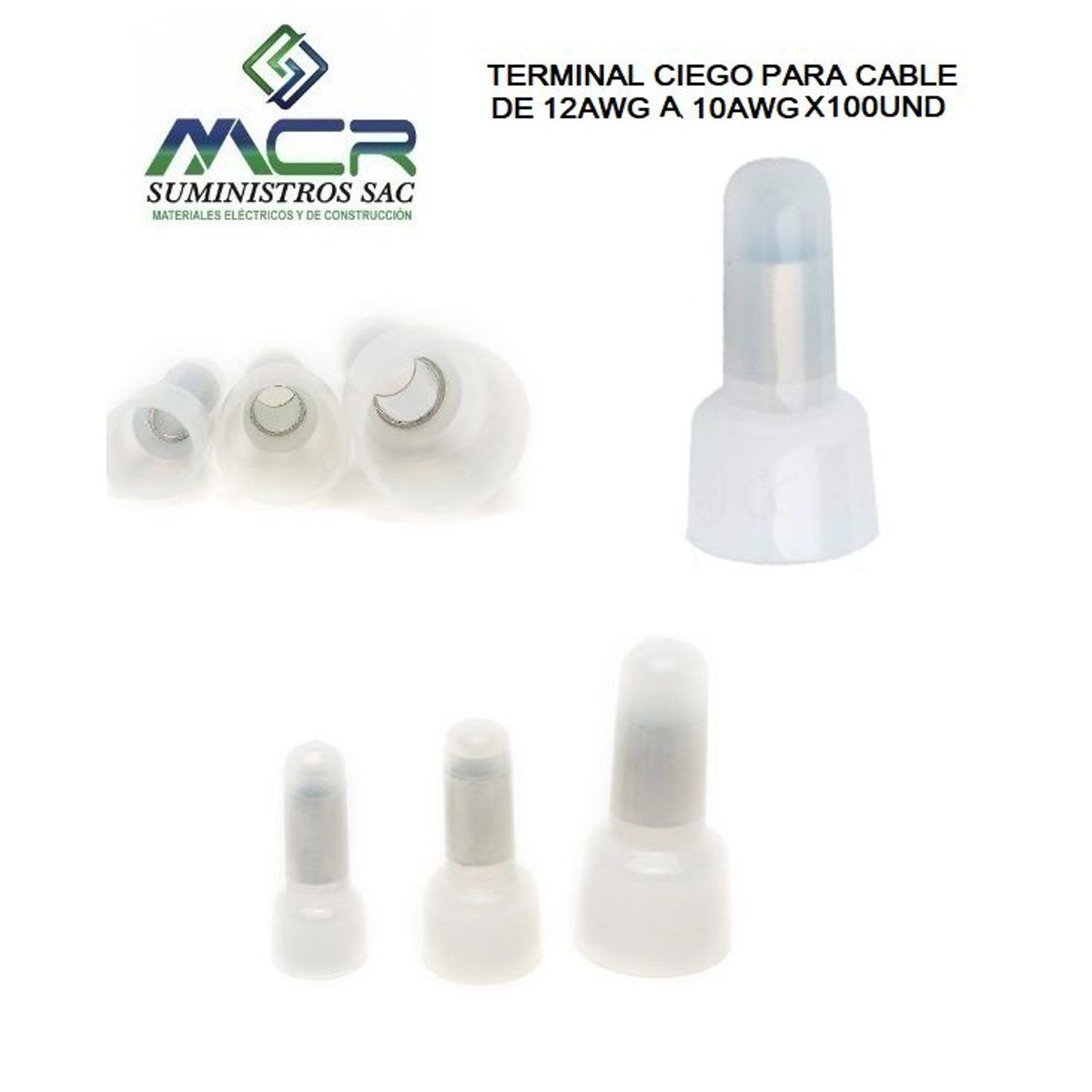 GENERICO - TERMINAL CIEGO PARA CABLE DE 12AWG A 10AWG X100UND