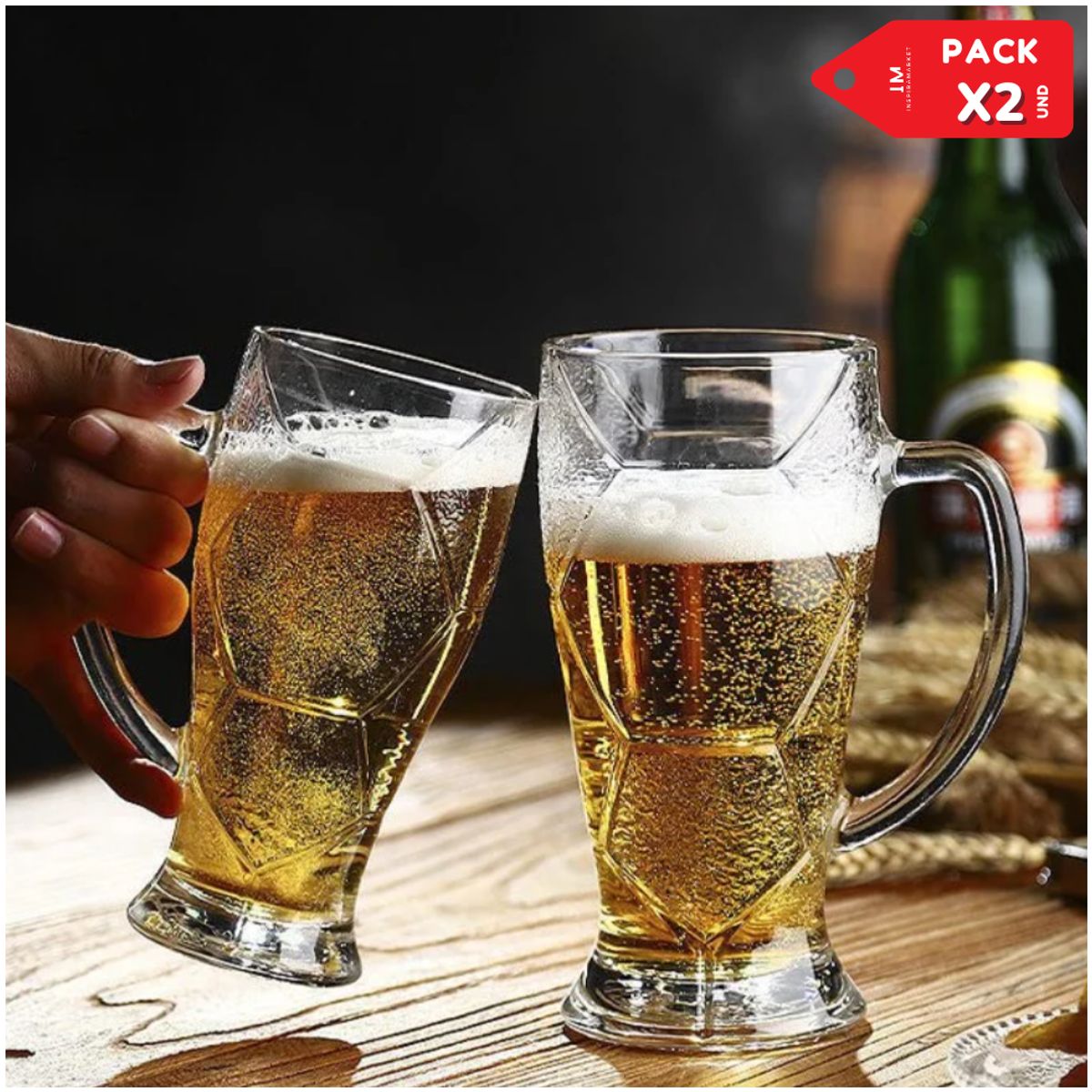 INSPIRA MARKET - Taza vaso de vidrio gigante dia del padre 600ml Set x2