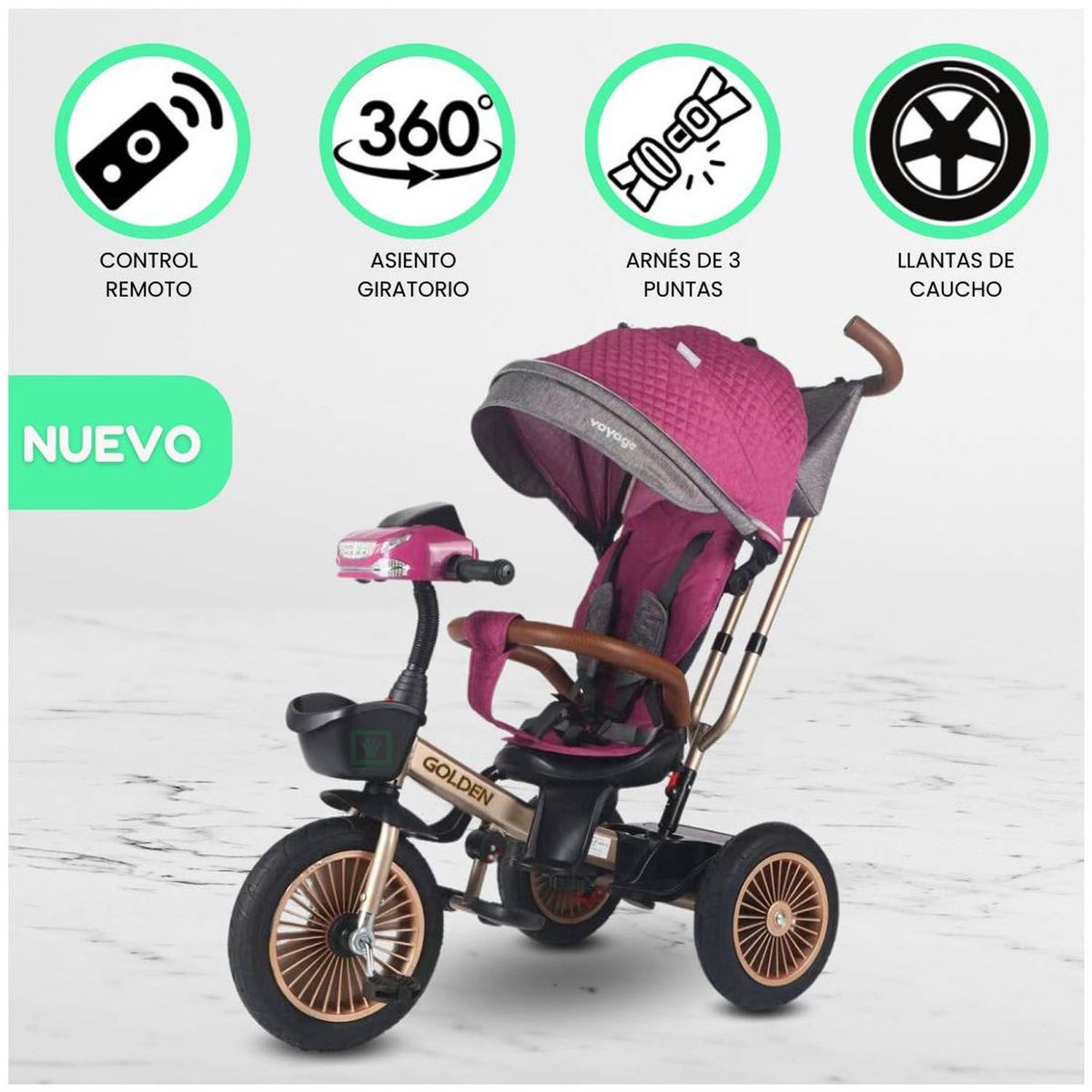 VOYAGE - Triciclo Guiador Para Niños «GOLDEN II» Purple