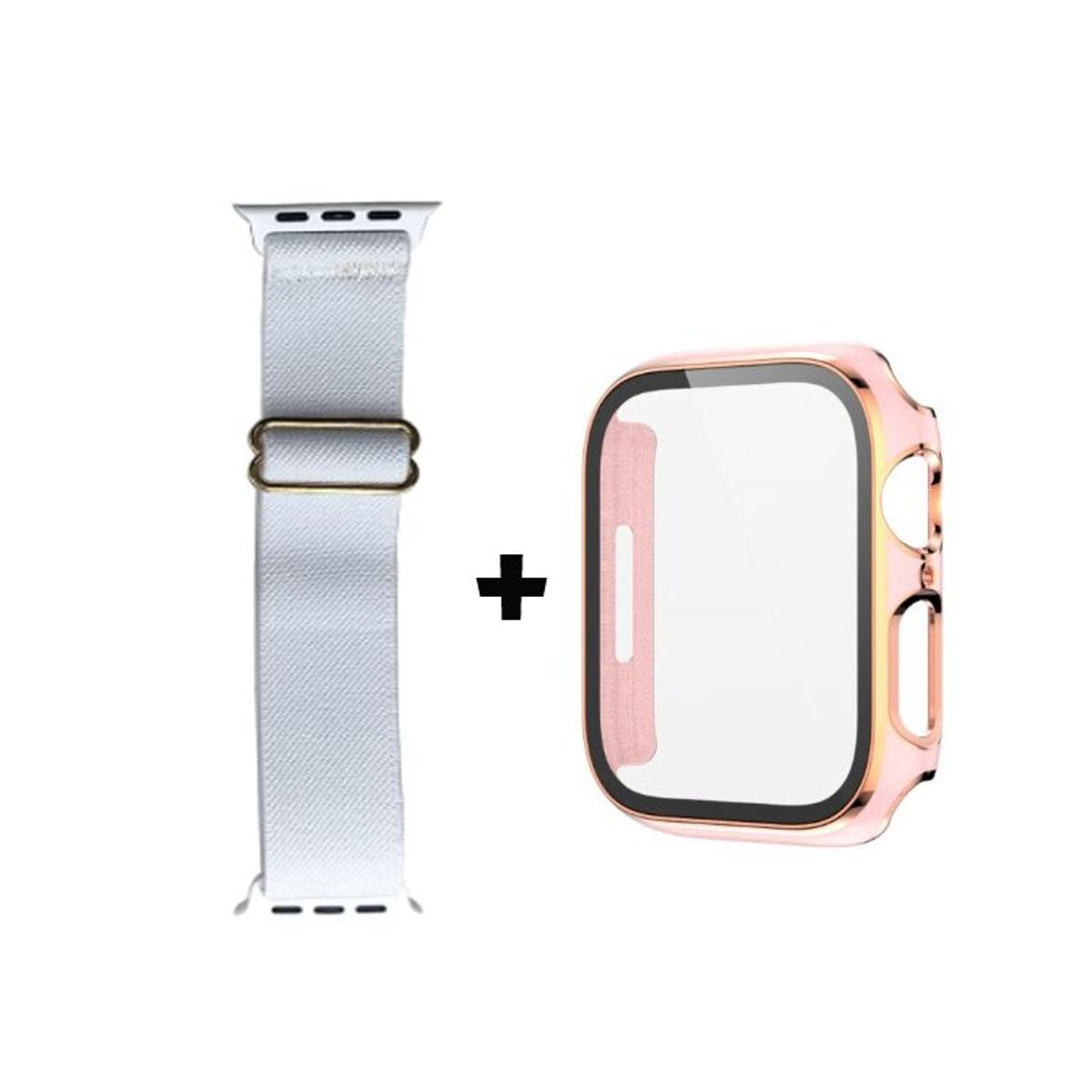 GENERICO - Correa Nylon Blanco + Case Bumper Para Apple Watch 42mm Nude