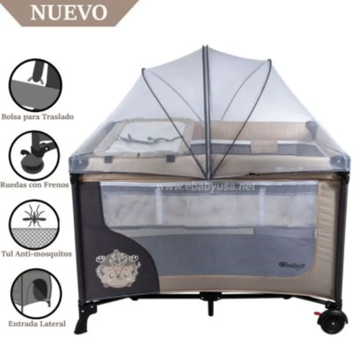 EBABY - Cuna Corral Ebaby con Cambiador Happy Dream Beige