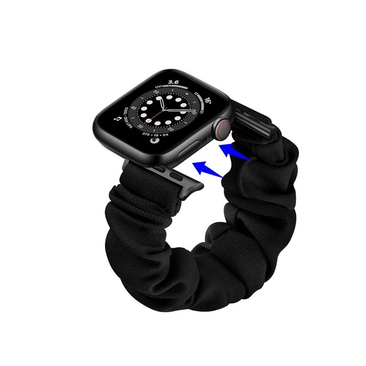 GENERICO - Correa para Apple Watch 38mm Scrunchies Elástica - Negro