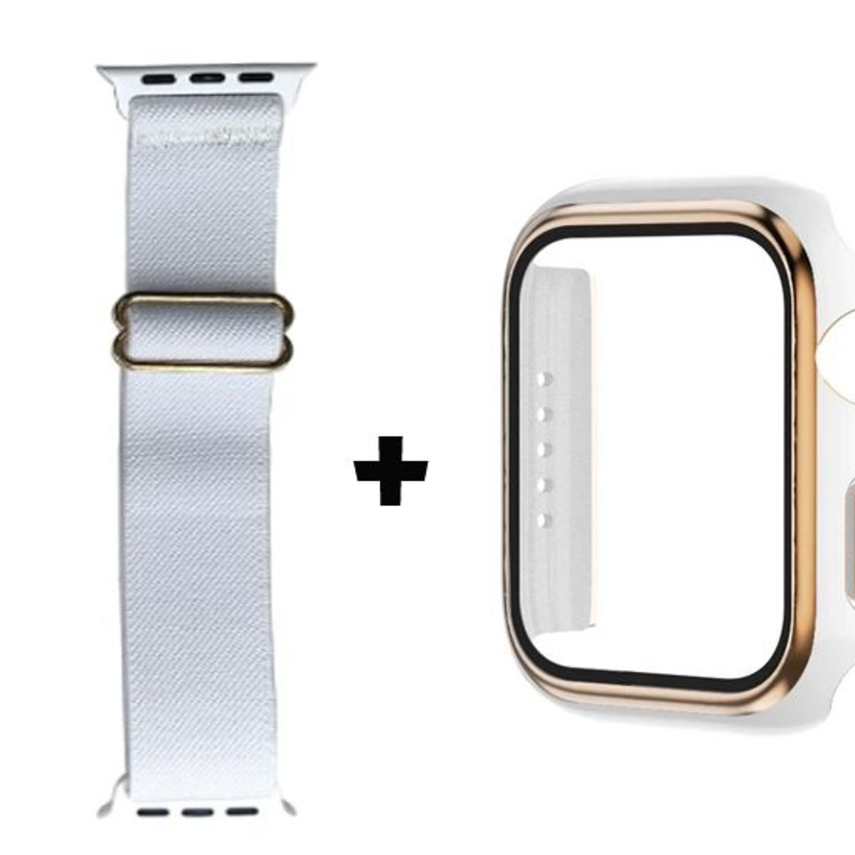 GENERICO - Correa Nylon + Case Bumper para Apple Watch 40mm - Blanco