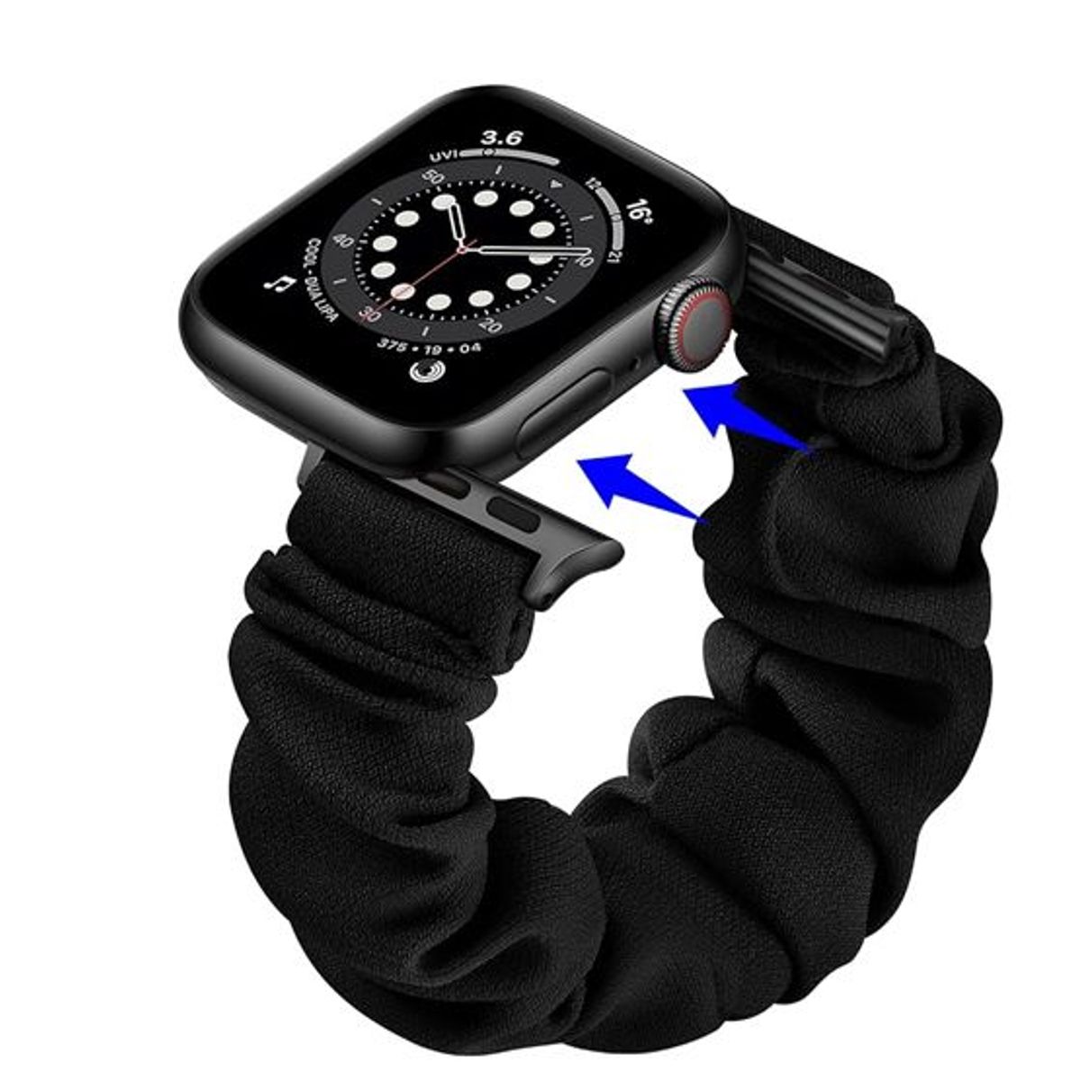 GENERICO - Correa para Apple Watch 45mm Scrunchies Elástica - Negro