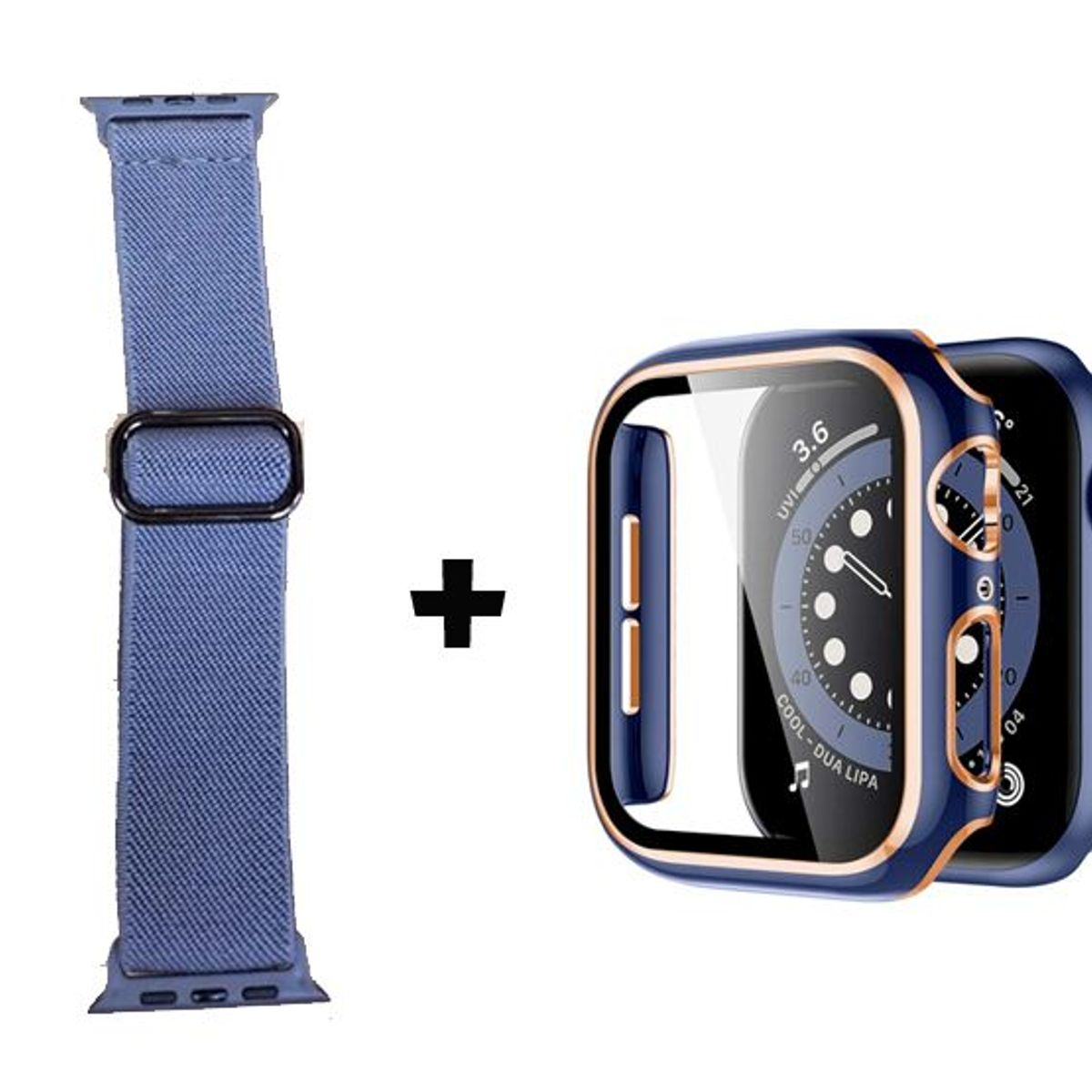 GENERICO - Correa Nylon + Case Bumper para Apple Watch 45mm - Azul