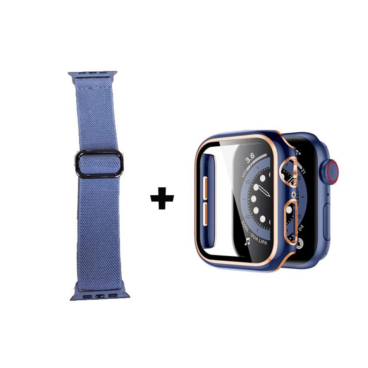 GENERICO - Correa Nylon + Case Bumper para Apple Watch 45mm - Azul