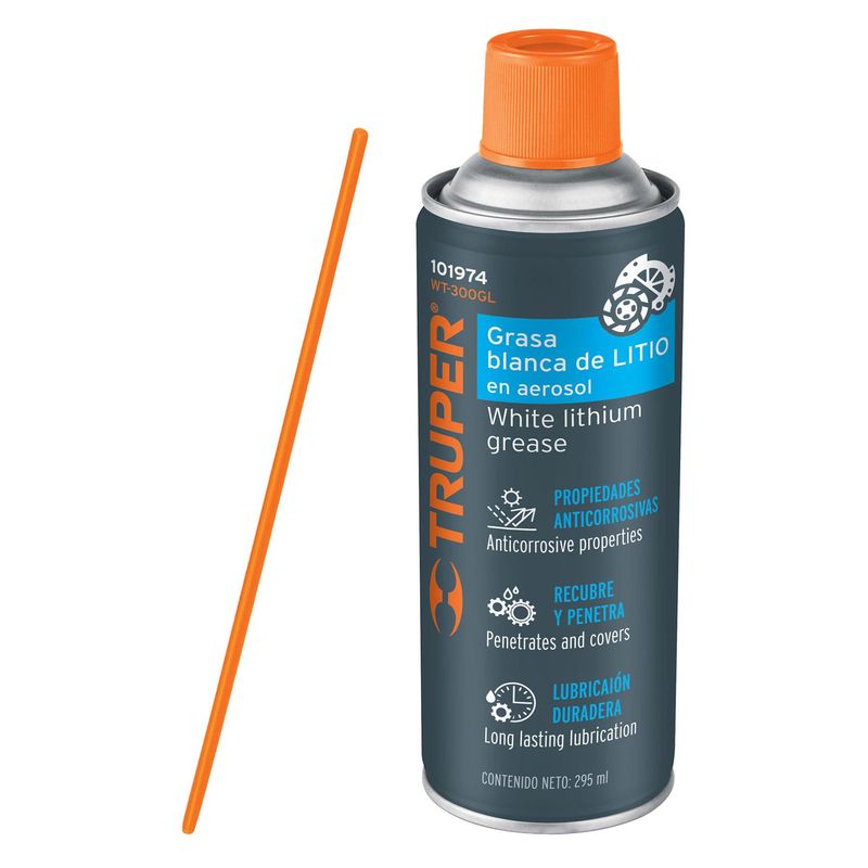 TRUPER - Spray de Litio 295ml  (10oz) Grasa Blanca 101974 Truper