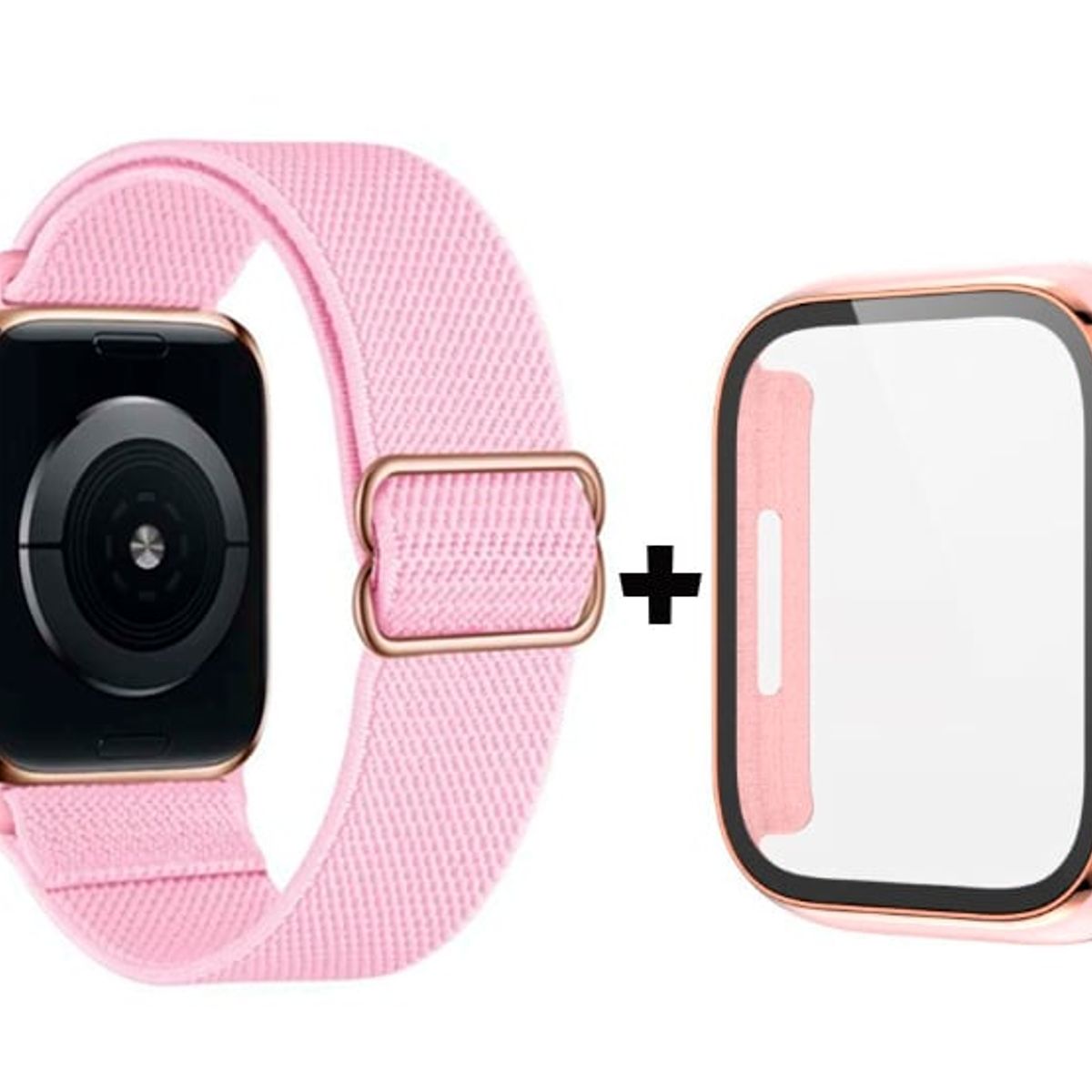 GENERICO - Correa Nylon + Case Bumper para Apple Watch 38mm - Rosa