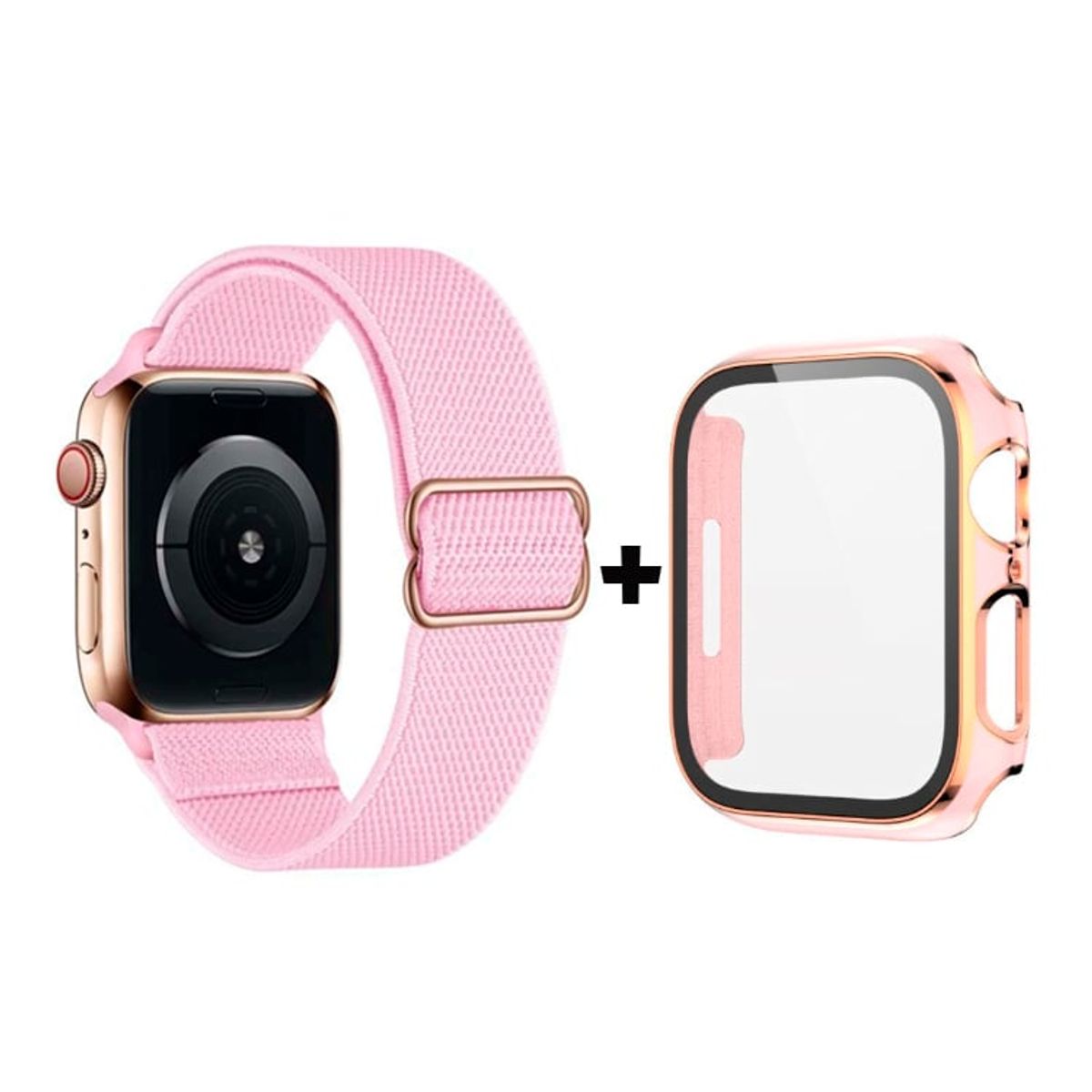 GENERICO - Correa Nylon + Case Bumper para Apple Watch 38mm - Rosa