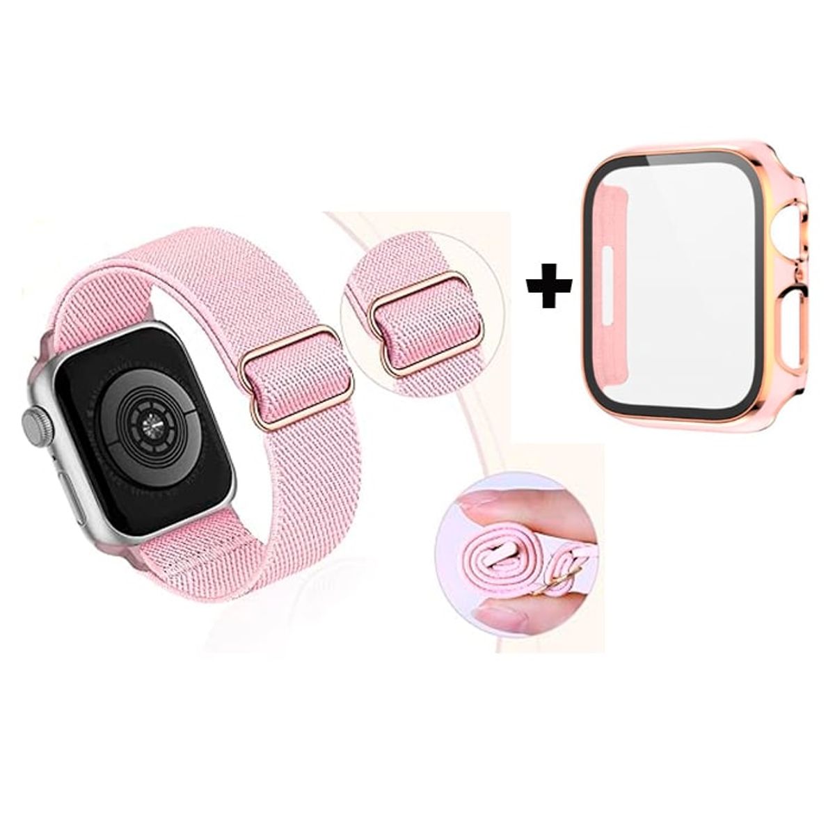 GENERICO - Correa Nylon + Case Bumper para Apple Watch 40mm - Nude