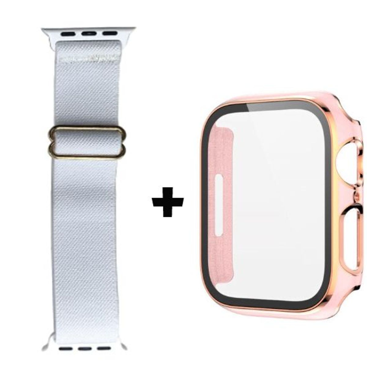 GENERICO - Correa Nylon Blanco + Case Bumper para Apple Watch 41mm Nude