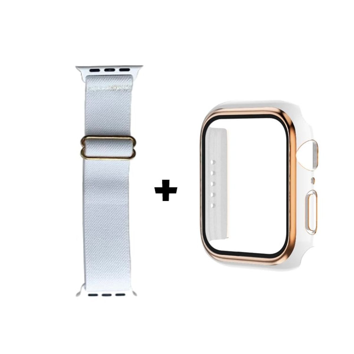 GENERICO - Correa Nylon + Case Bumper para Apple Watch 41mm - Blanco