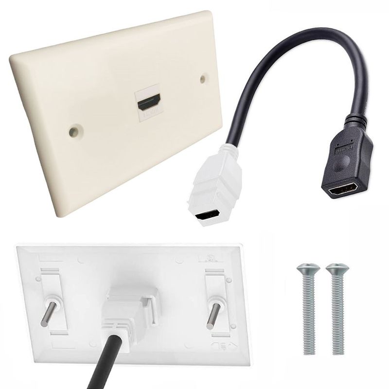 GENERICO - Placa ABS HDMI Faceplate HDMI Hembra 1 Puesto con cable 1080P empalme