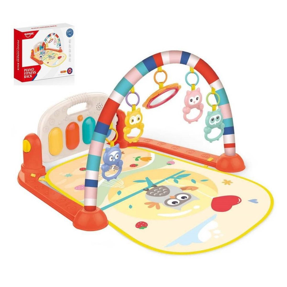 HUANGER - GIMNASIO DE BEBÉ CON PIANO MUSICAL BÚHO HE0651 ANARANJADO