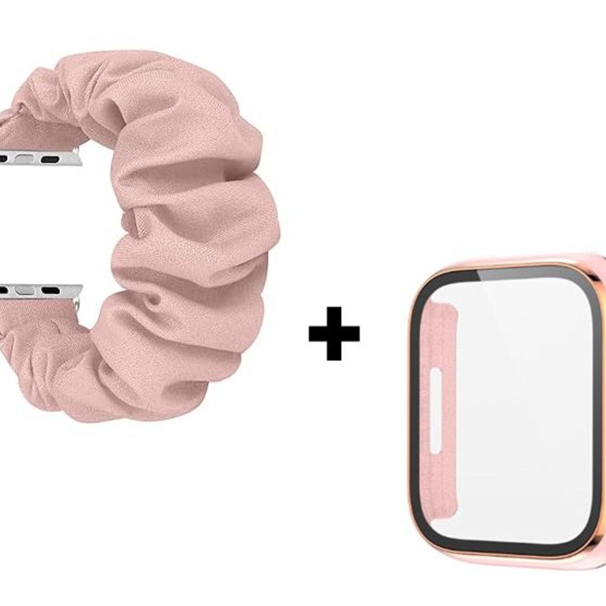 GENERICO - Correa Elástica + Case Bumper Metalizado para Apple Watch 41mm - Nude
