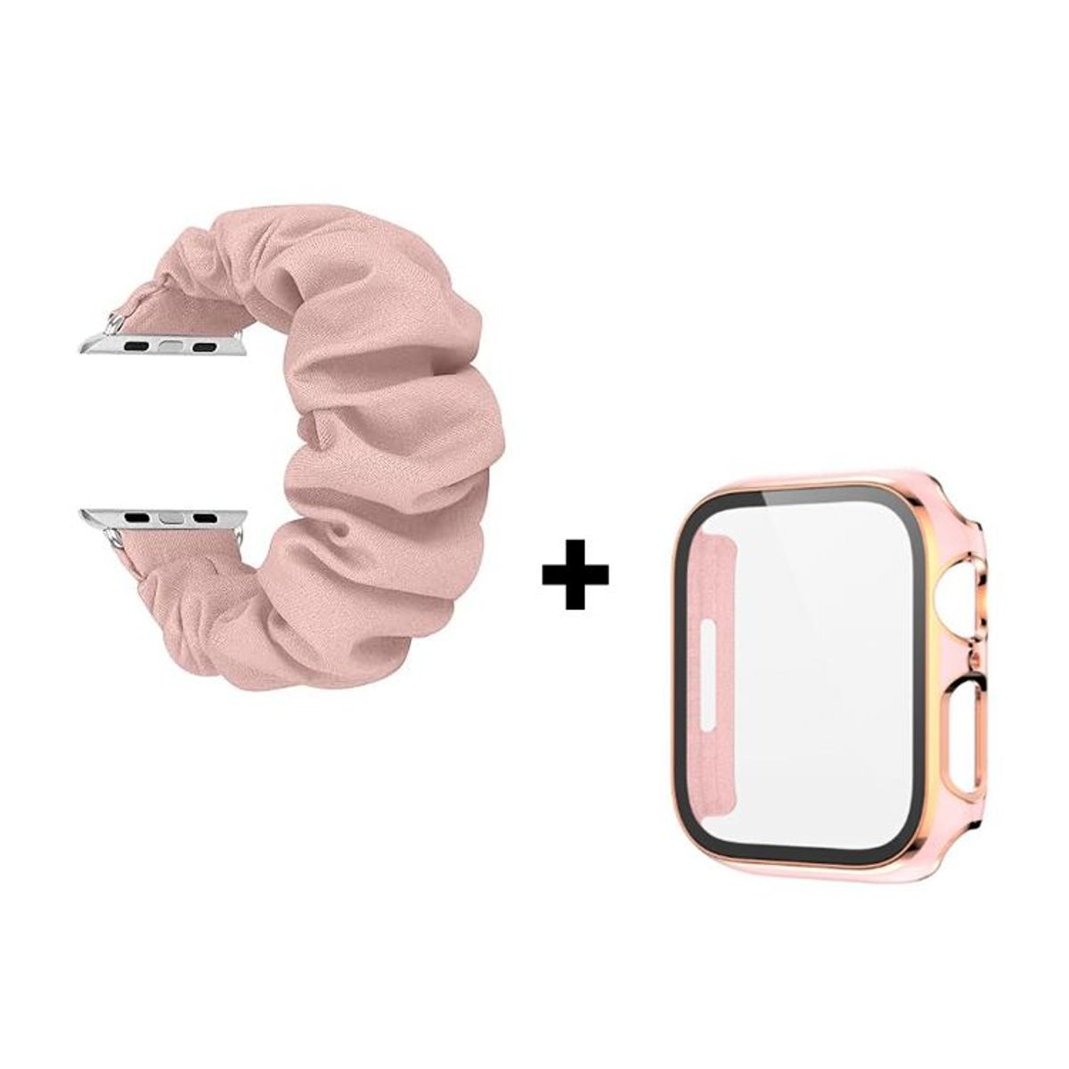 GENERICO - Correa Elástica + Case Bumper Metalizado para Apple Watch 42mm - Nude