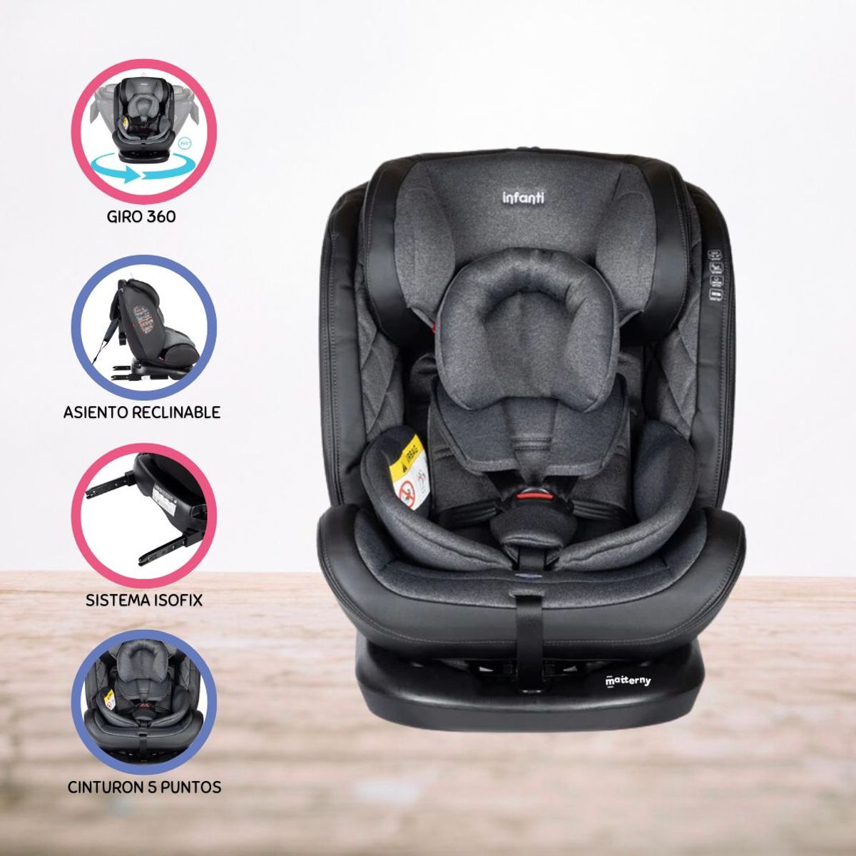 INFANTI - Silla De Auto Convertible INFANTI »I-GIRO 360º» Dark Grey