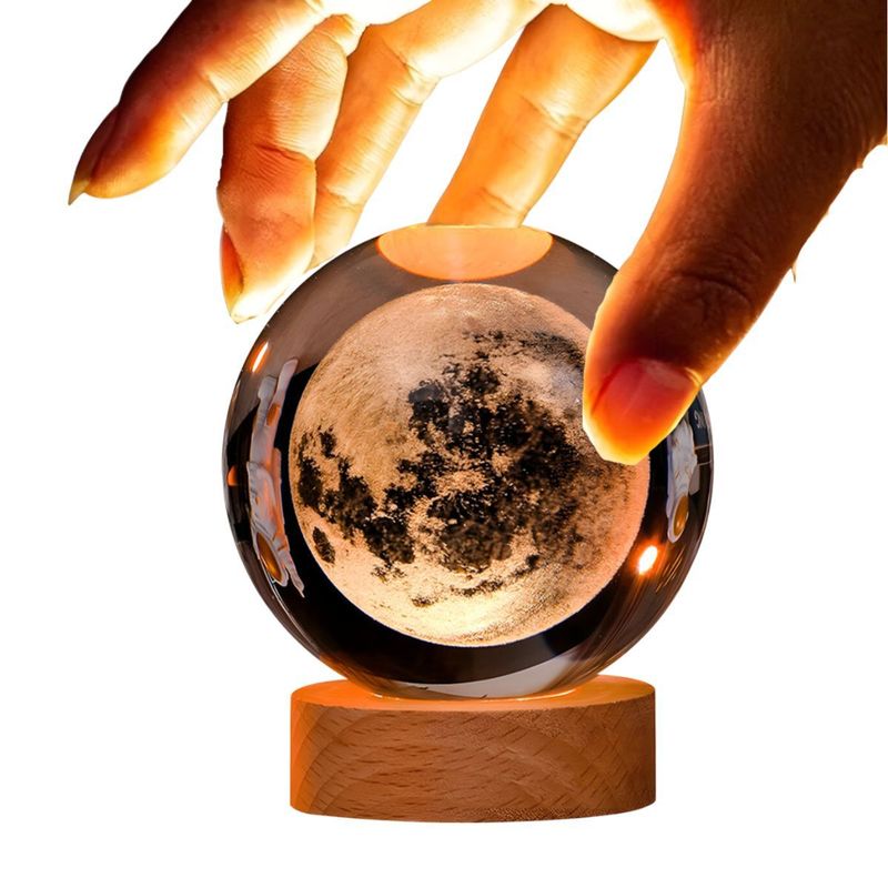 ELMEJORPRECIO - Esfera Con Diseño 3D Mini Lámpara De Luz Cálida Modelo Luna