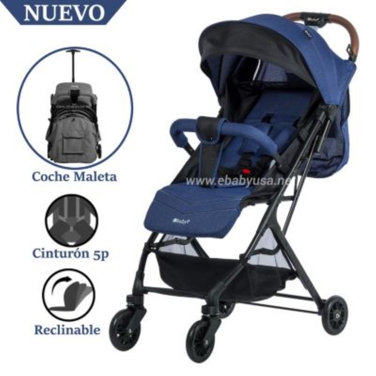 EBABY - Coche Maleta Ebaby Respaldar Reclinable Kalan Azul