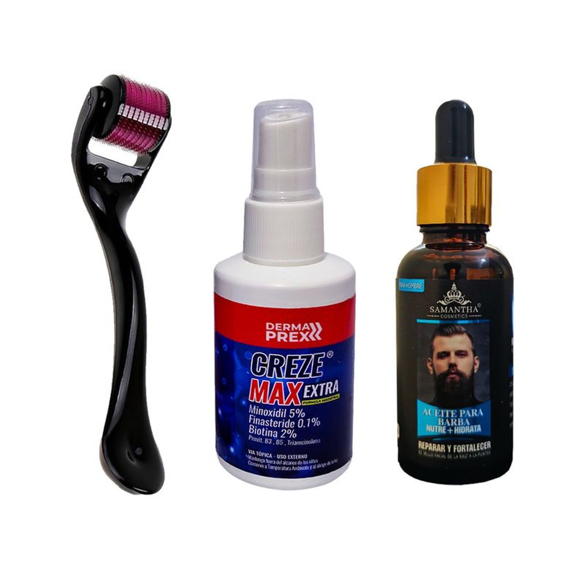GENERICO - Creze Max Extra + Aceite para Barba + Derma Roller 050mm