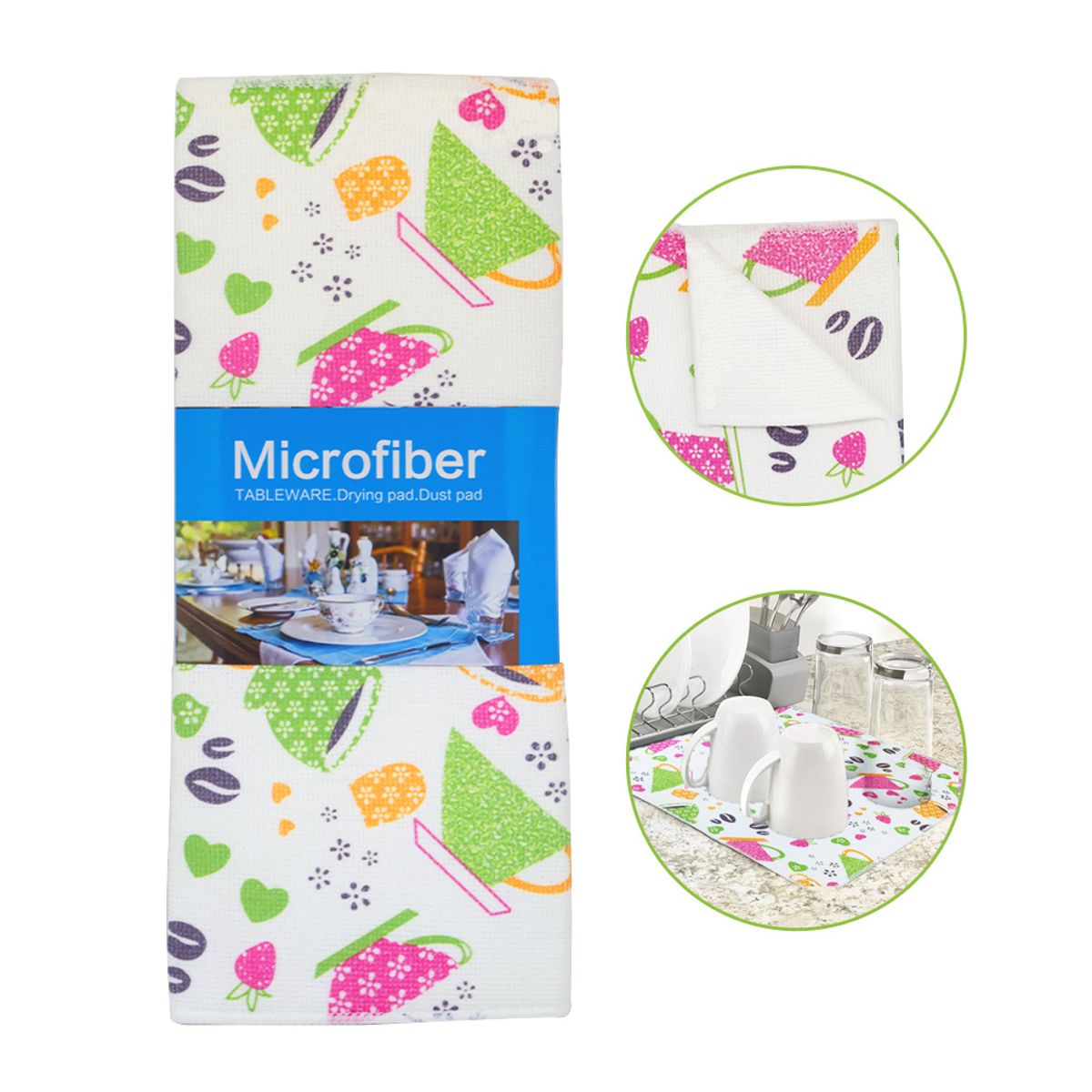 KELLER - Alfombrilla de Microfibra Escurridor Secador de Platos Vasos Tazas GP4